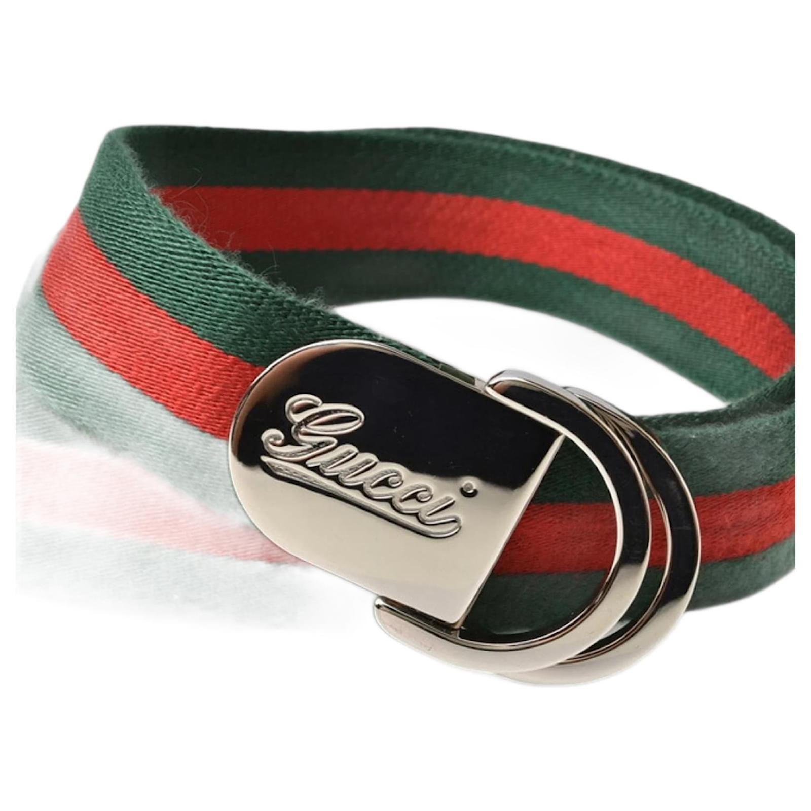 Gucci Sherry Line D-Ring Belt Red Green ref.1754672 - Joli Closet