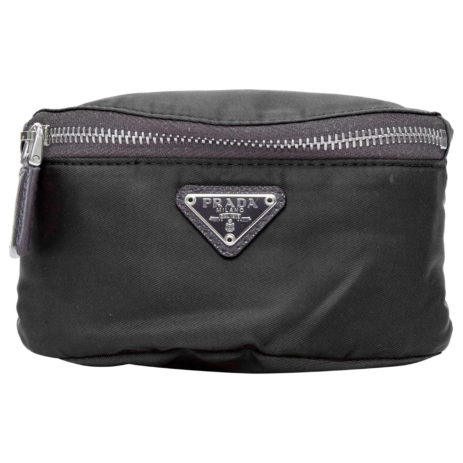 Prada Wrist Pouch tessuto nylon triangle logo arm bag Black ref.1756436 Joli Closet