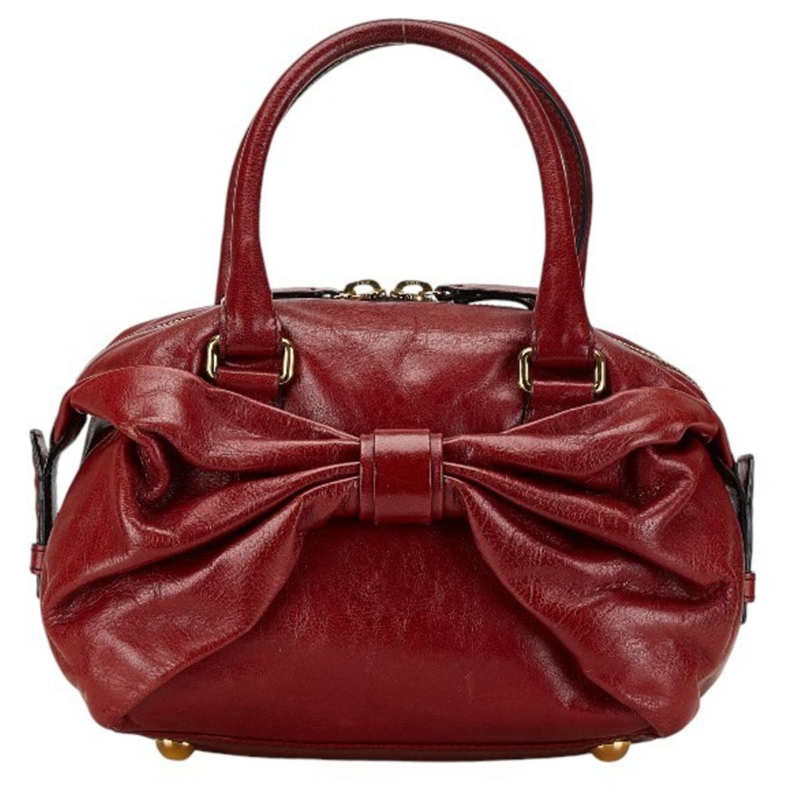 Valentino Bow Handbag in Red Leather ref.1756574 - Joli Closet