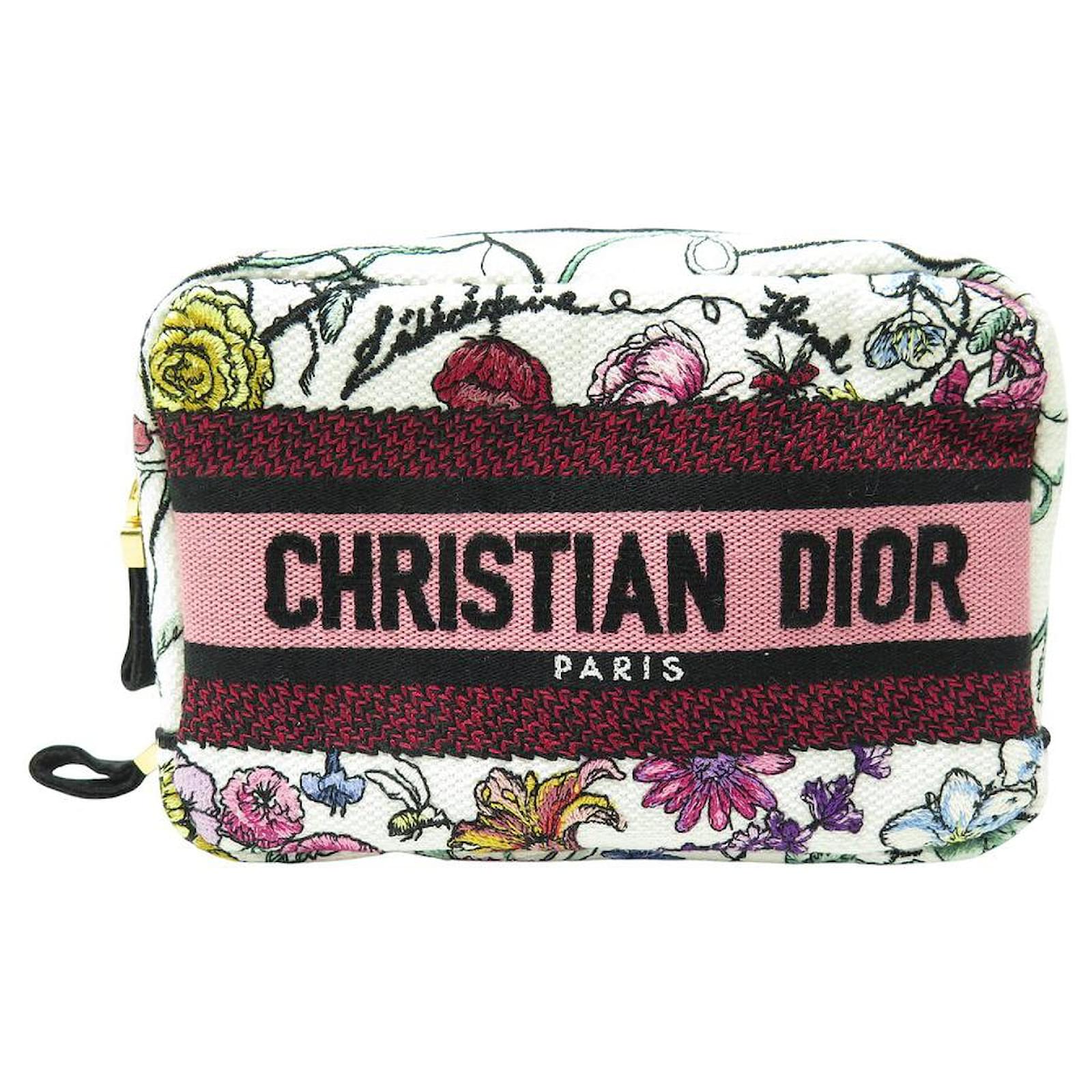 ChristianDiorポーチ NINE CHRISTIAN DIOR TRAVEL POUCH IN EMBROIDERED FLOWER CANVAS
