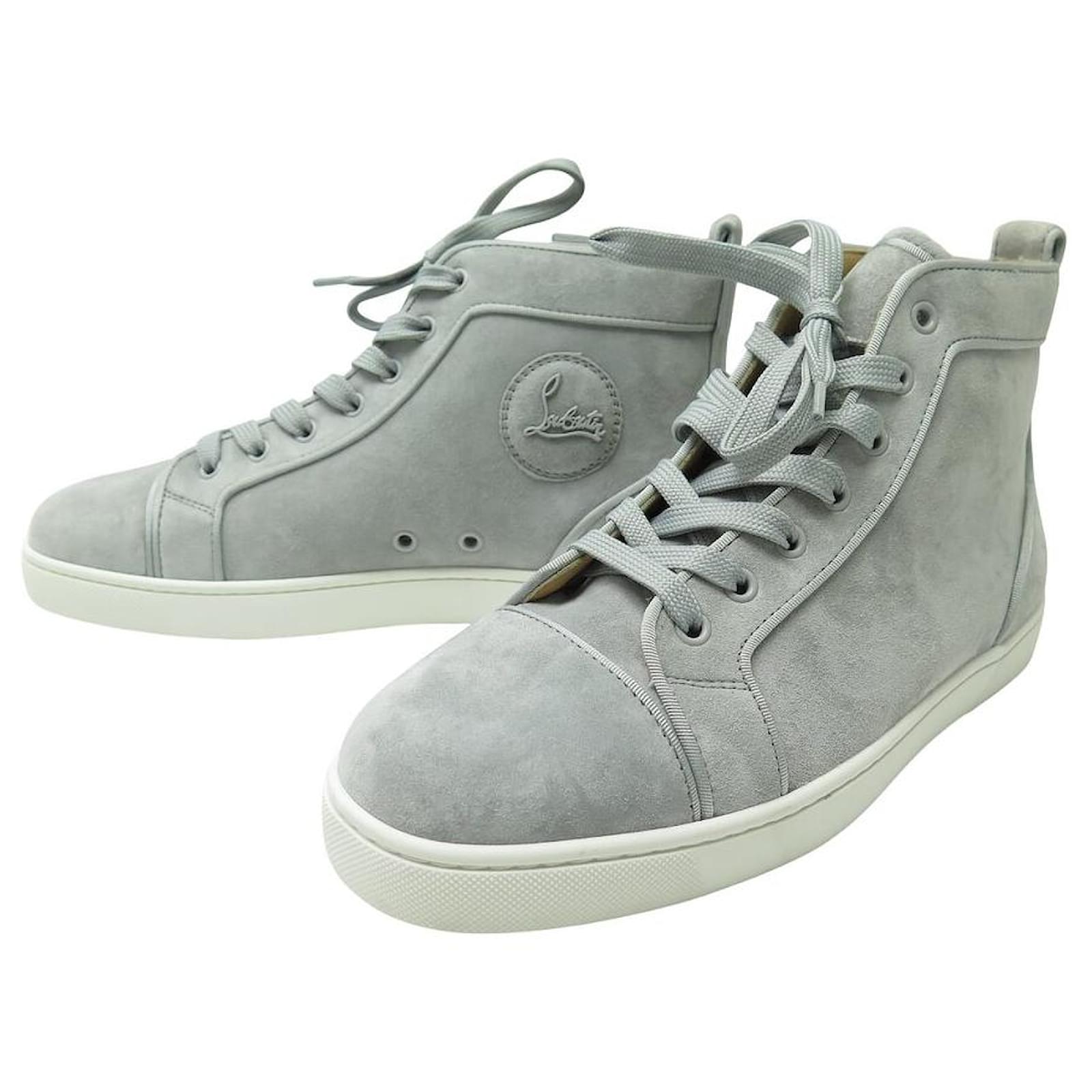 NINE HIGH TOP SNEAKERS CHRISTIAN LOUBOUTIN LOUIS 40.5 Grey Suede ref.1758131 Joli Closet