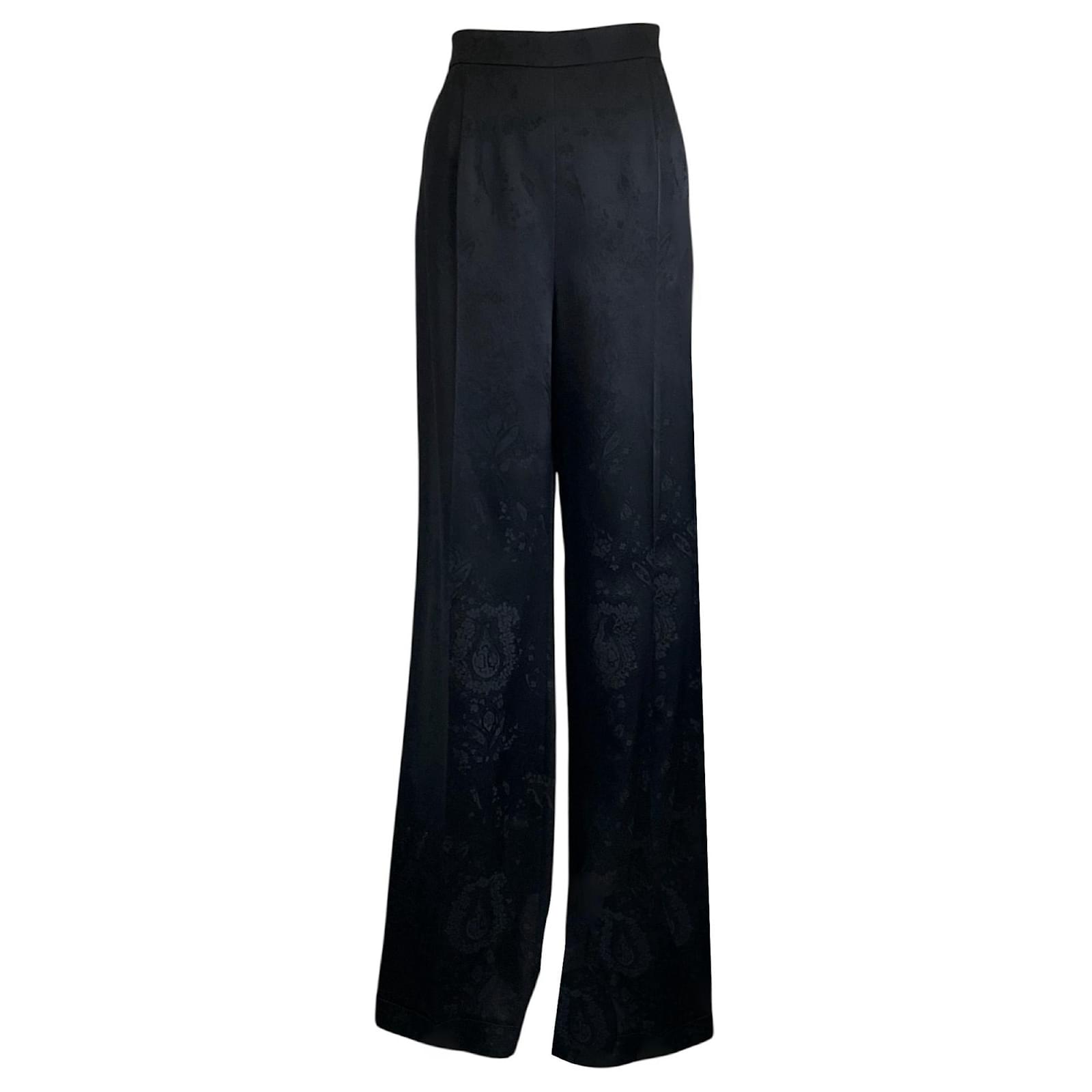 Saint Laurent Black 2021 Satin Jacquard Dressy Pants