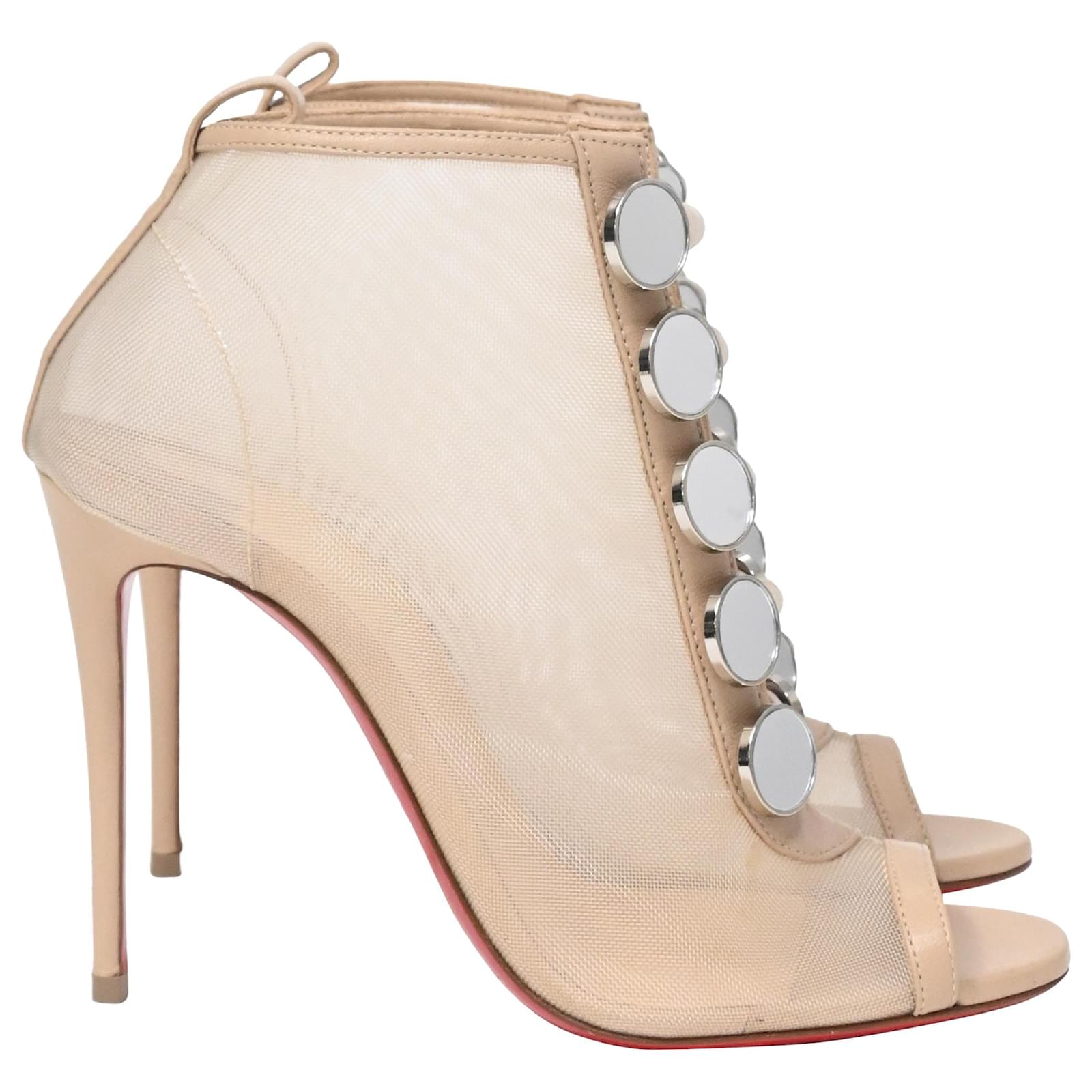 Mesh Peep Christian Louboutin Open Toe Booties Christian Louboutin