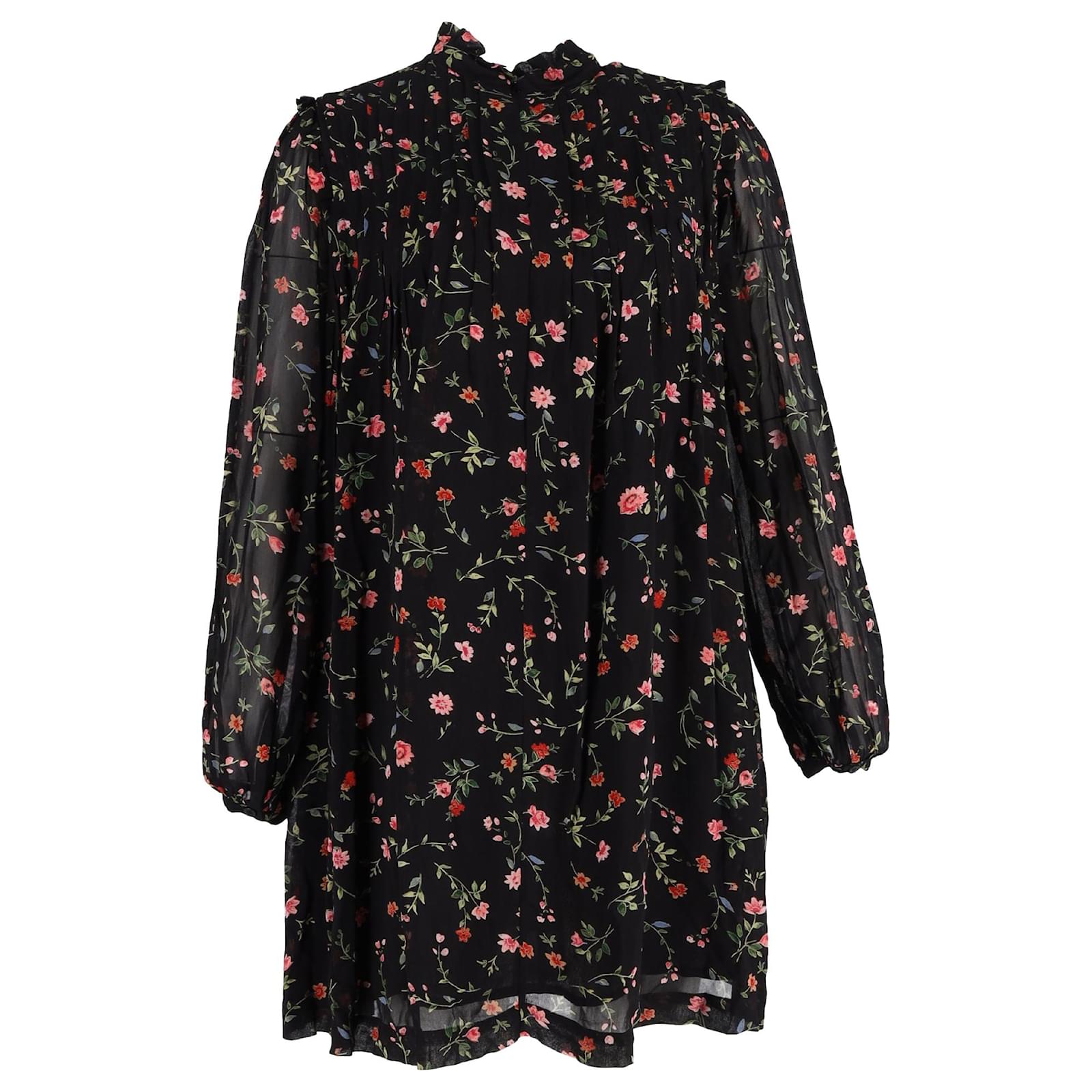 Ganni Elm Pintucked Floral-Print Mini Long Sleeve Dress in Multicolor  Viscose Multiple colors Cellulose fibre ref.JC1759103 (Sold) - Joli Closet
