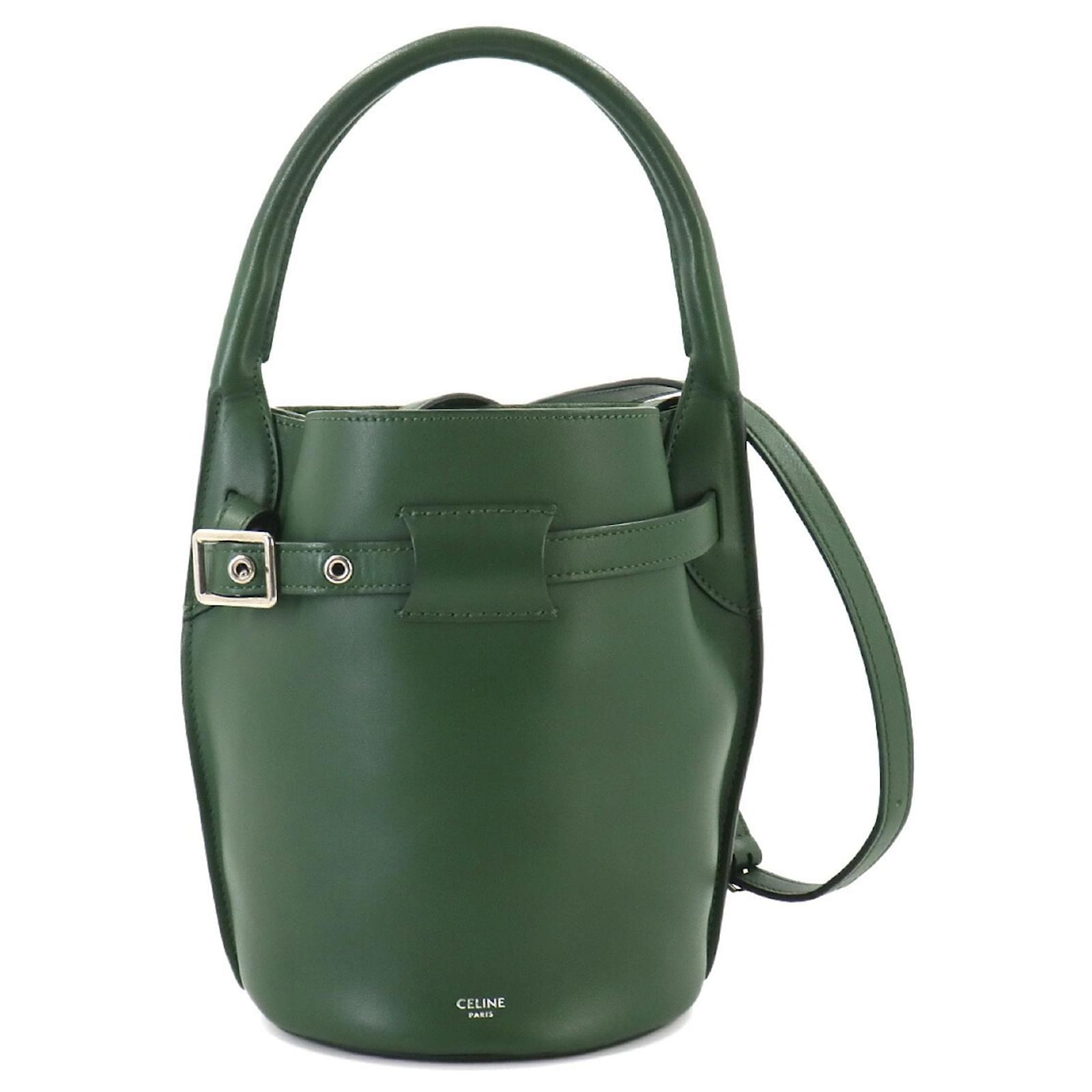 Celine Celine Big Bag Nano Bucket Shoulder Bag Green Leather ref.1759607 Joli Closet