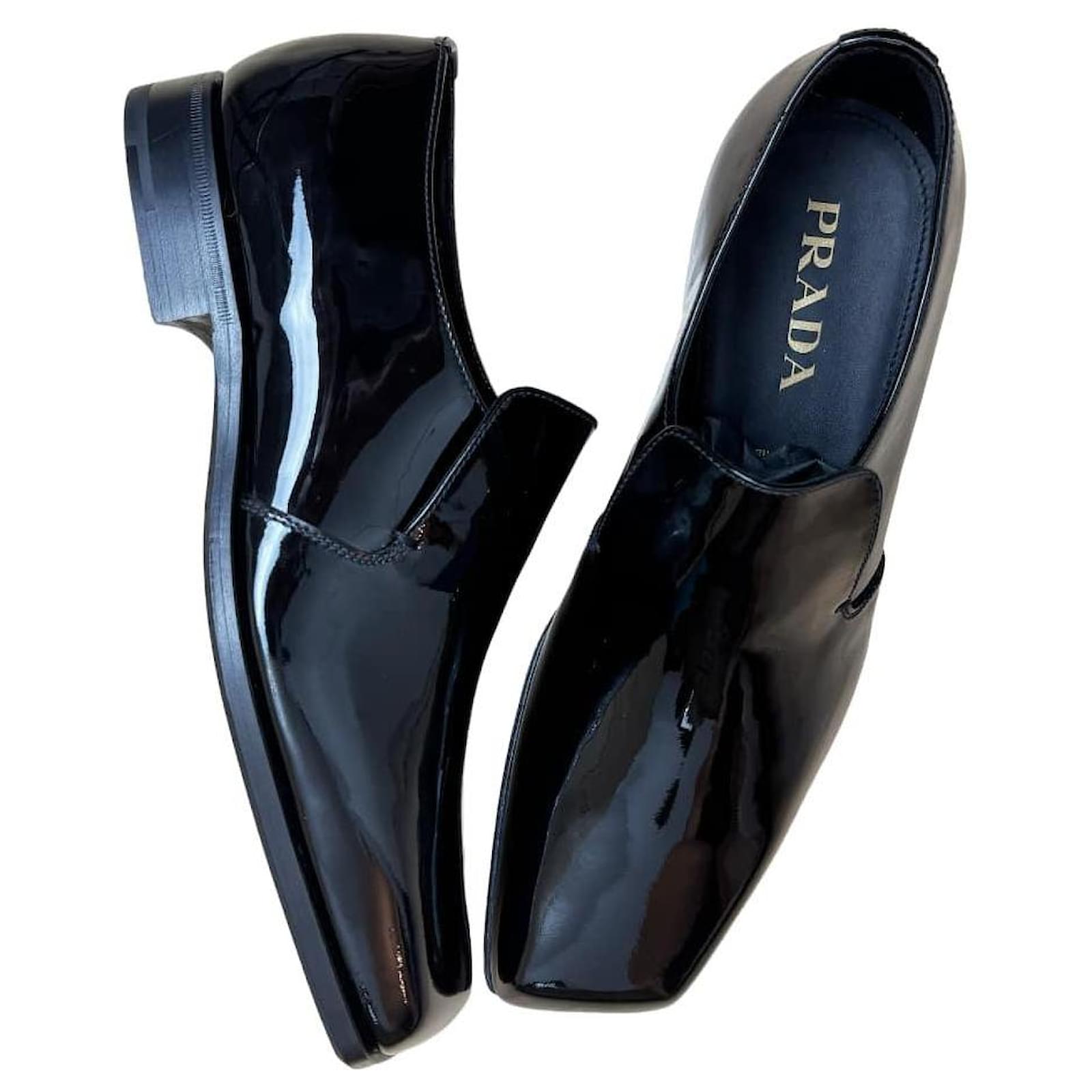 Prada Loafers Men Square Toe New Prada Square-Toe Slip-On Loafers