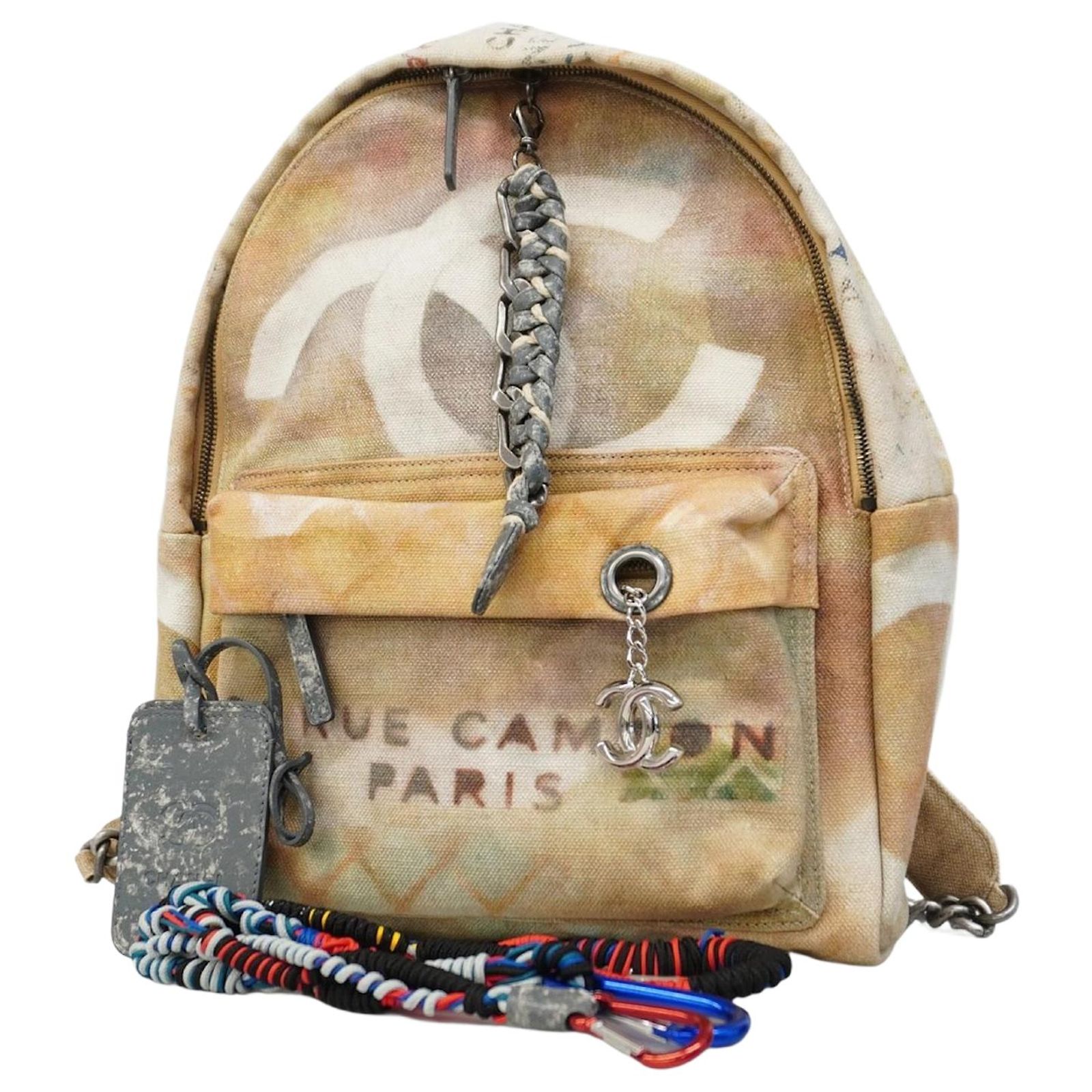 Chanel Beige Multicolor Canvas Backpack Multiple colors 