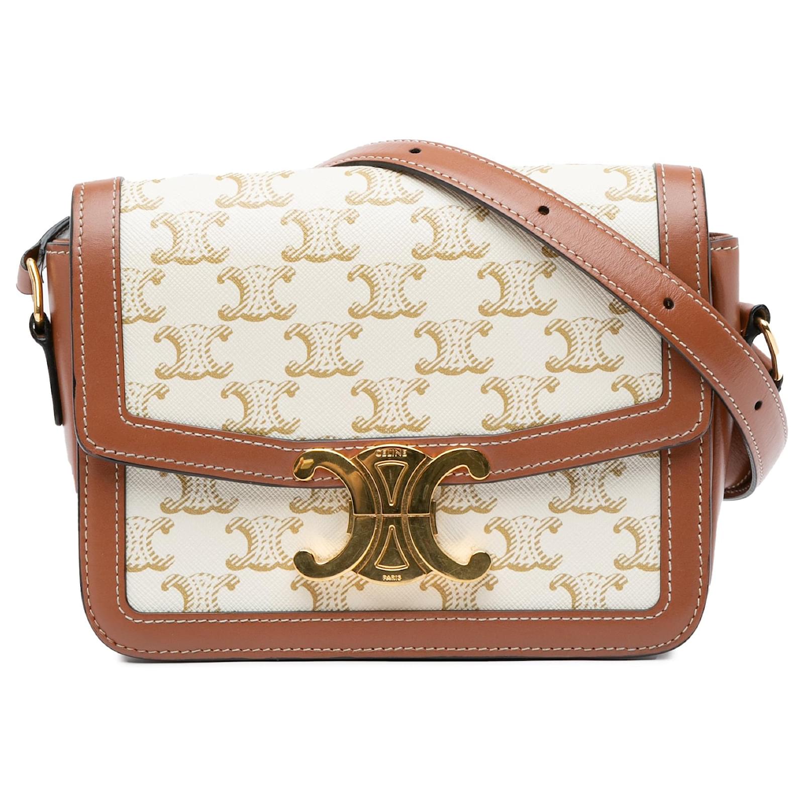Celine Women's Teen Triomphe Leather Crossbody Bag Brown