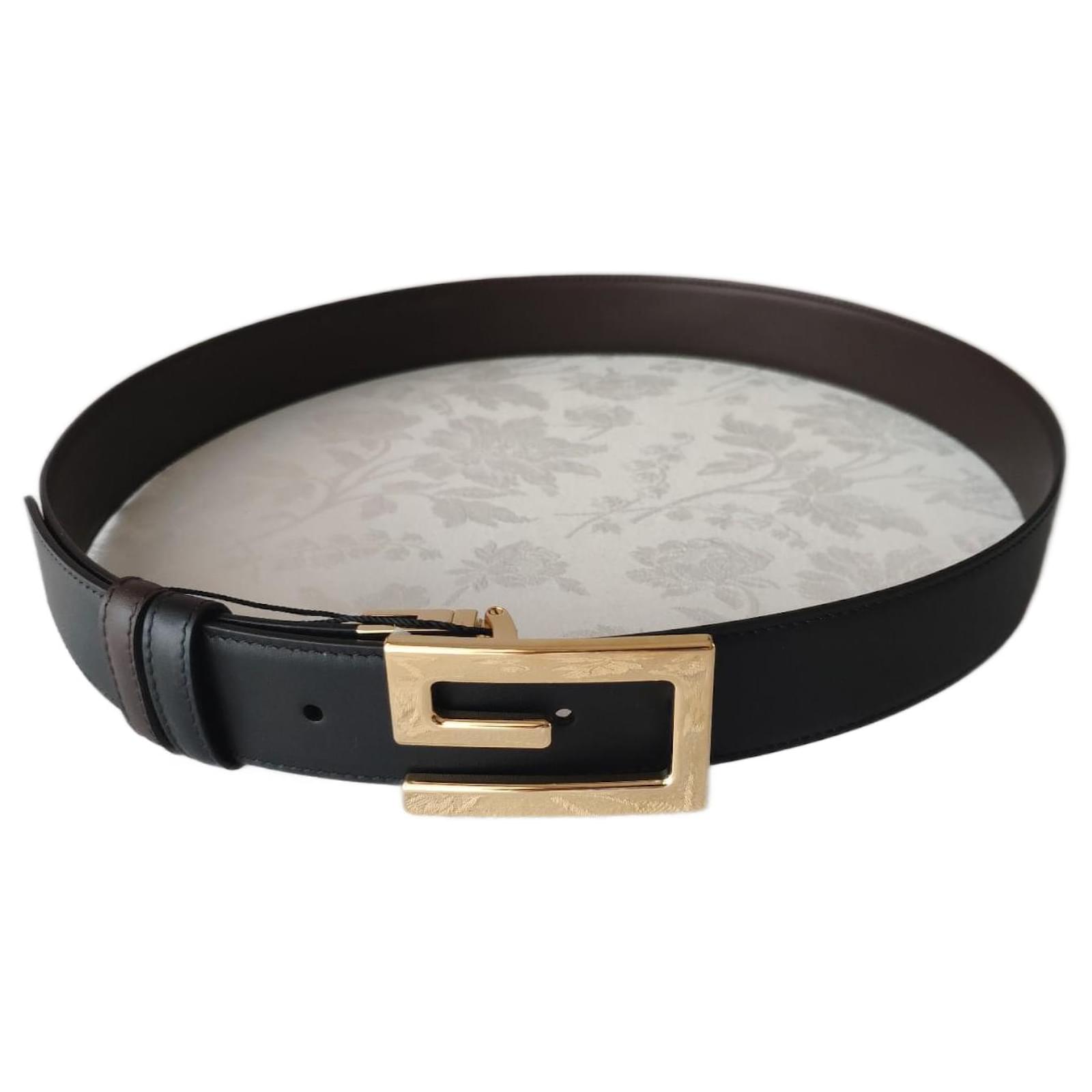 CEINTURE RÉVERSIBLE GUCCI AVEC BOUCLE G Cuir Marron Noir