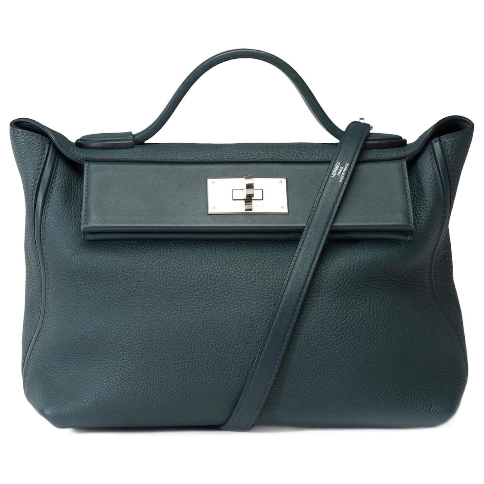 Hermès HERMES 24/24 Tasche aus grüner Leder 101818