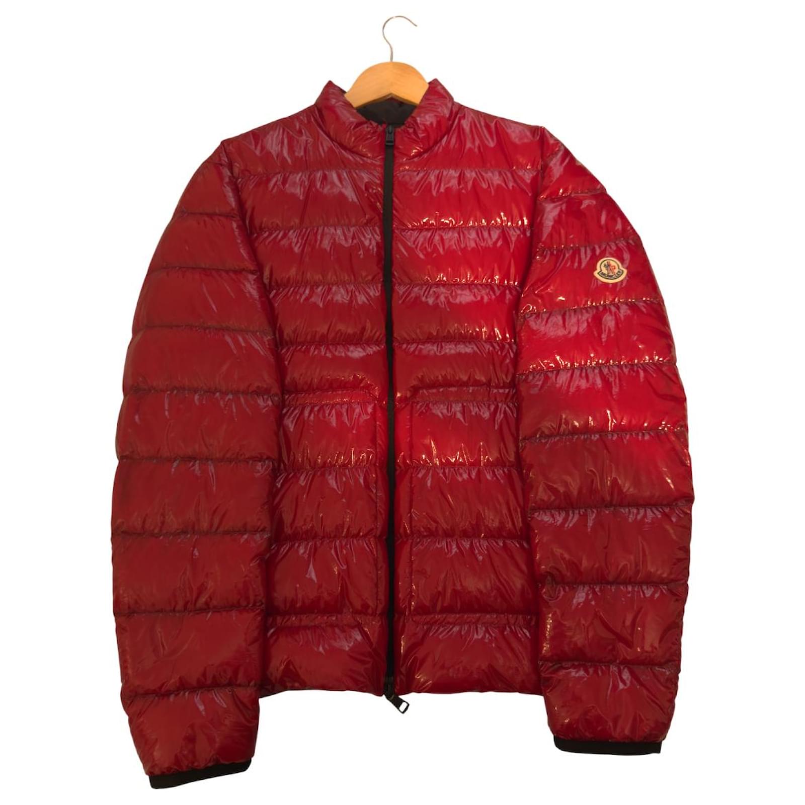 Moncler Jacket Men Red Agar Jacket Size 3 Size L No Defects Moncler Puffer Polyester ref.1769064 Joli Closet