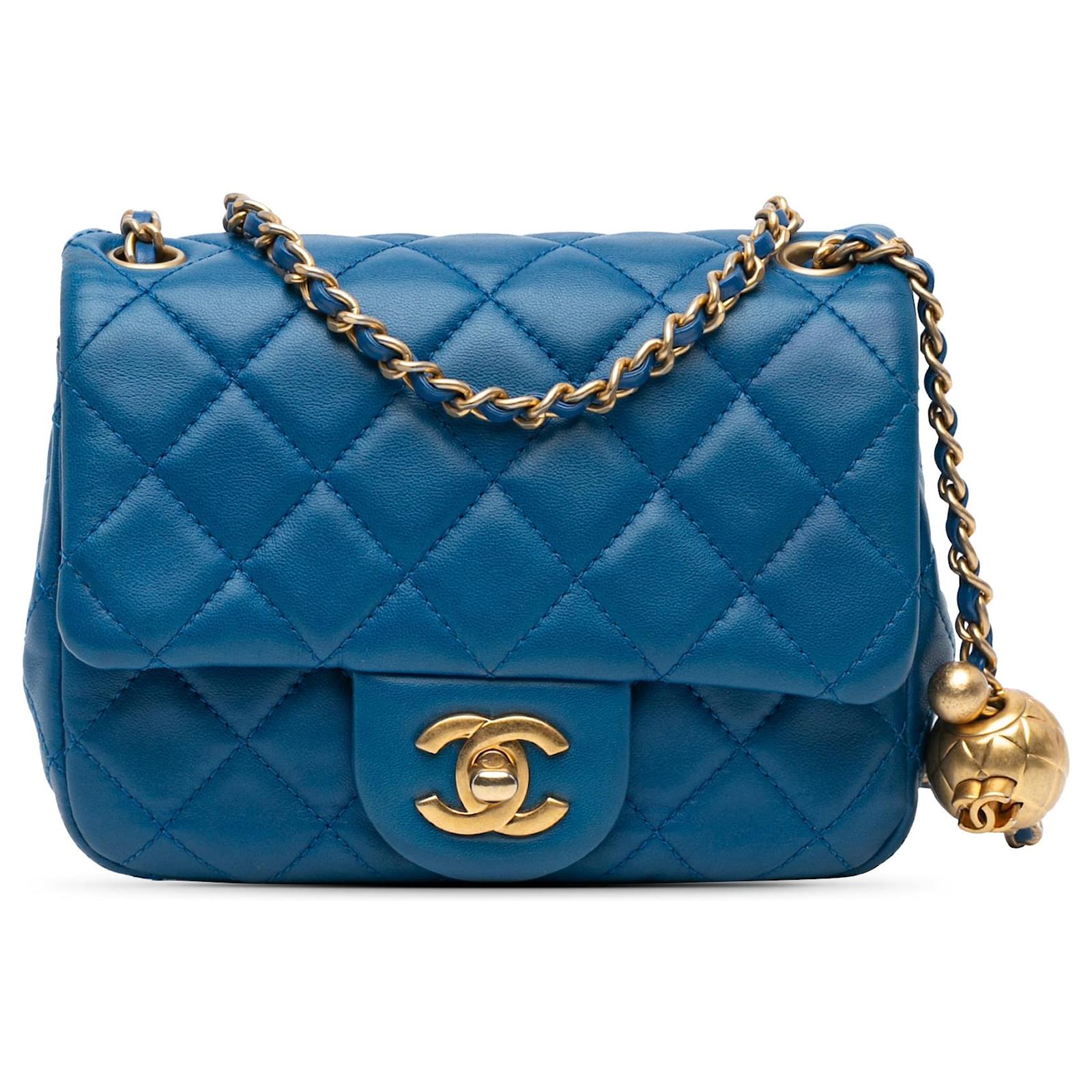 Chanel mini square blue sale