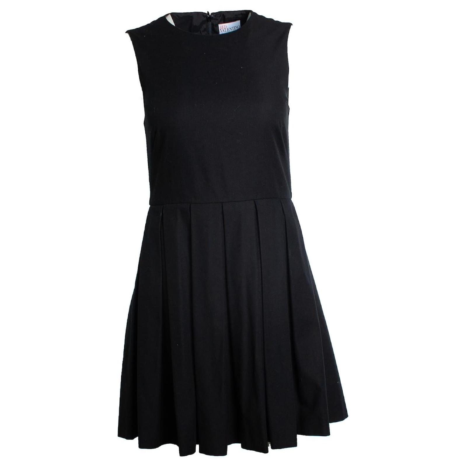 Red Valentino, Black pleated a line dress Cotton ref.1775715 - Joli Closet