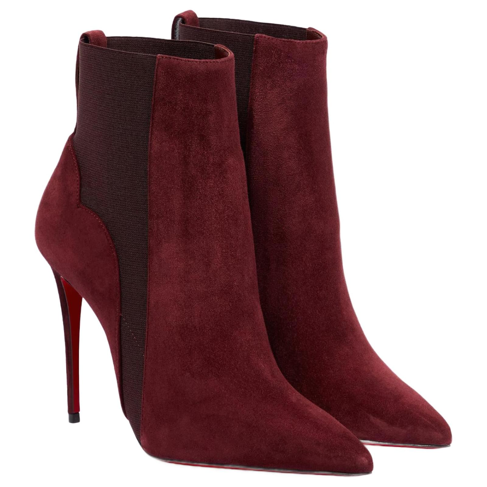 Christian Louboutin ANKLE BOOTS LOUIS VUITTON NEW Dark red Deerskin ref.1775759 Joli Closet