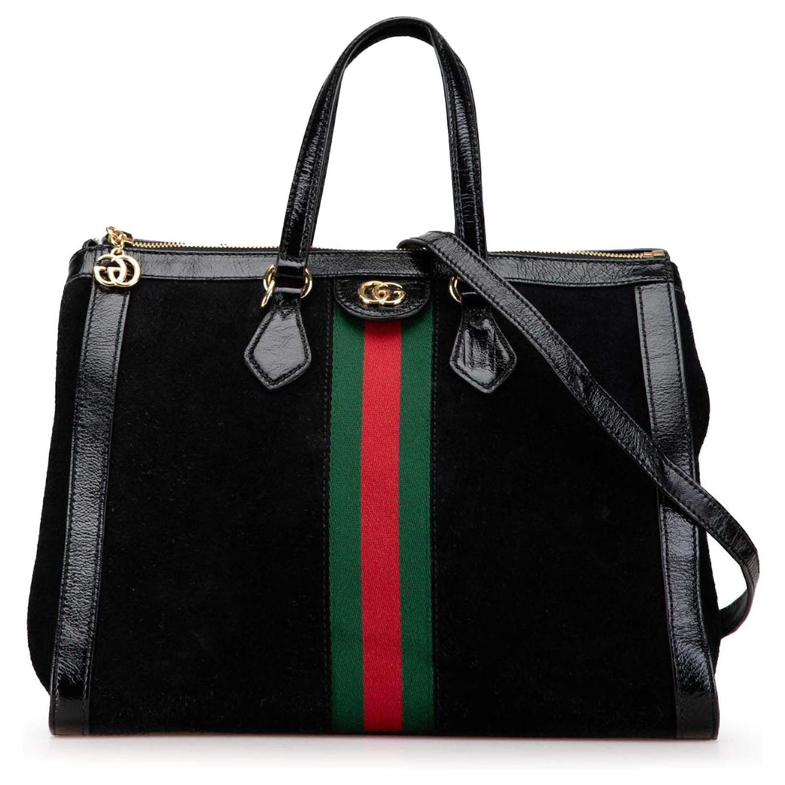 Black Gucci Ophidia Suede Satchel Leather ref.1783804 Joli Closet