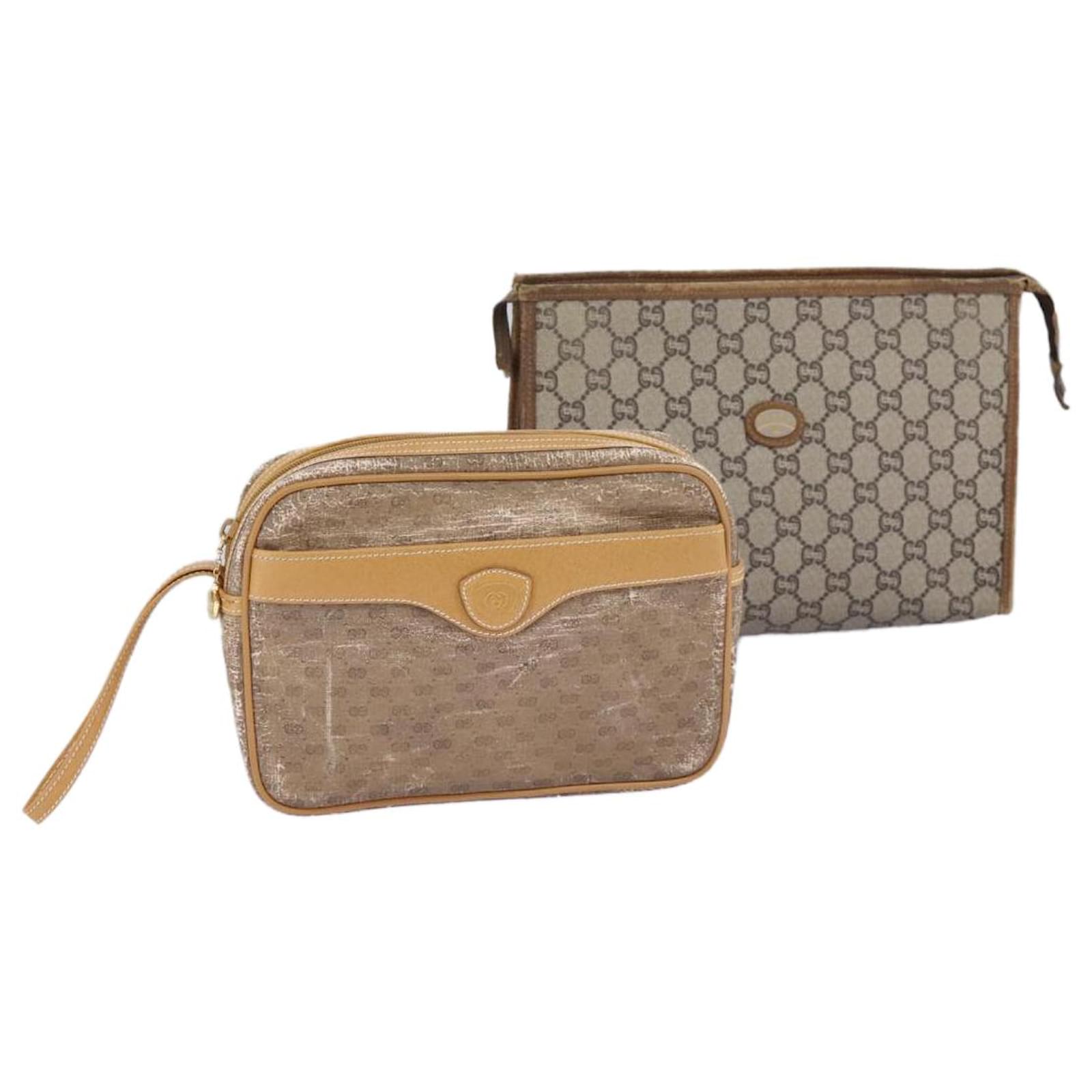 GUCCI GG Supreme Micro GG Supreme Clutch Bag PVC Leather 2Set  