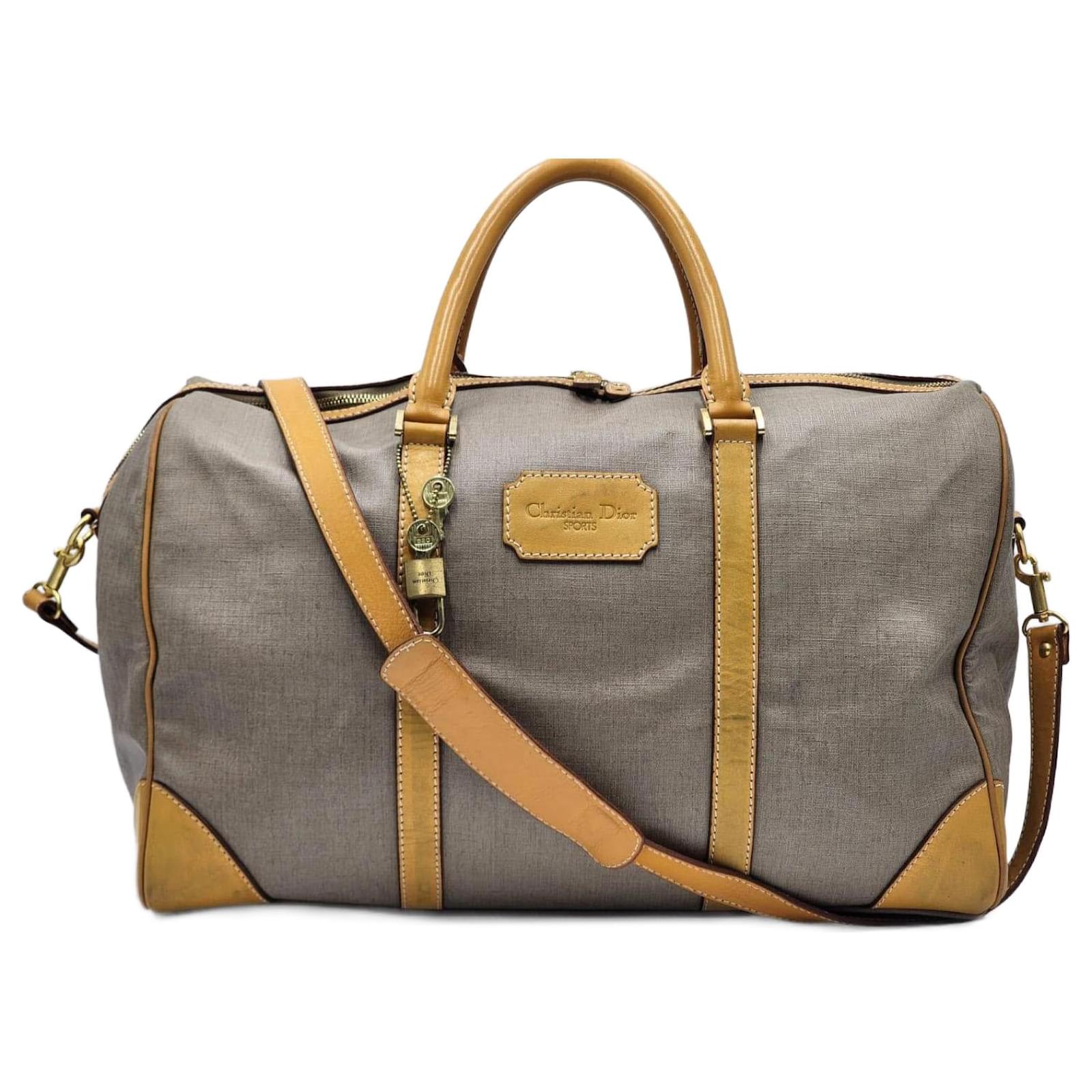 Détective Christian Dior Boston Reisetasche Kamel Leinwand ref