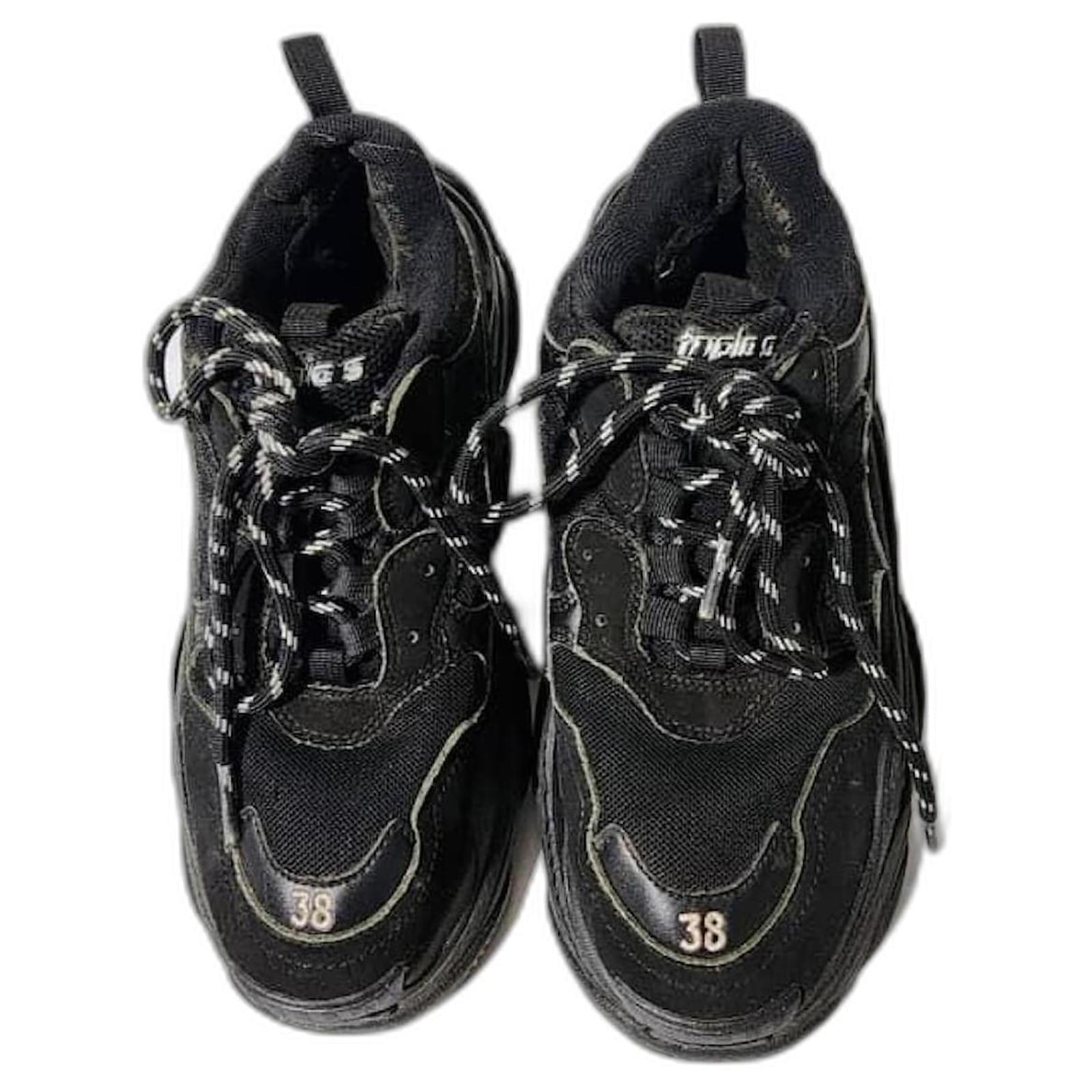 Zapatillas Balenciaga Triple S Logo Allover Negro Talla 38 Cuero