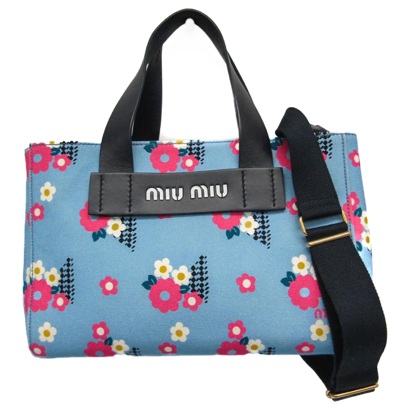 Miu Miu CANAPA FIORI 5BA085 Handbag Pink Blue Multiple