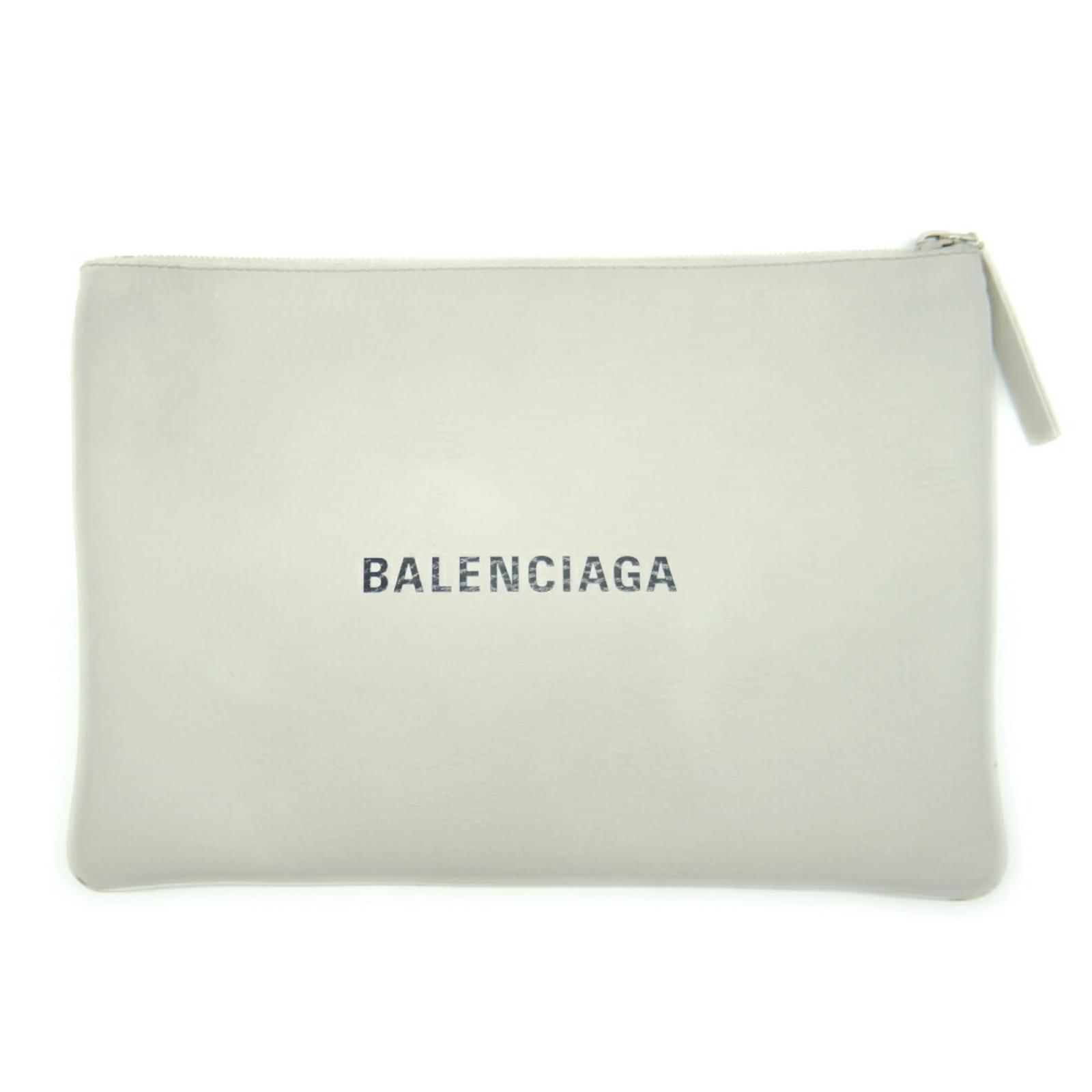 Borsa Clutch Balenciaga Clip M Bianco Pelle ref.1789735 Joli Closet