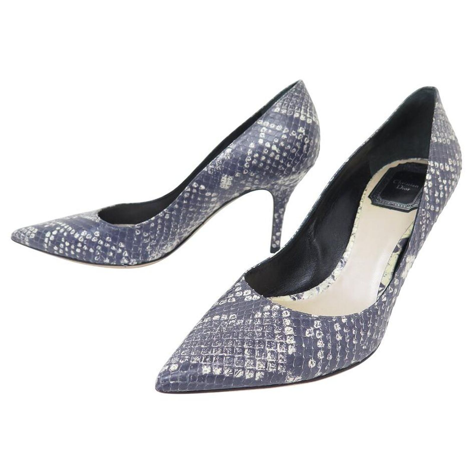 NINE CHRISTIAN DIOR PUMPS PYTHON LEATHER 37 BICOLOR NEW SHOES Exotic ...