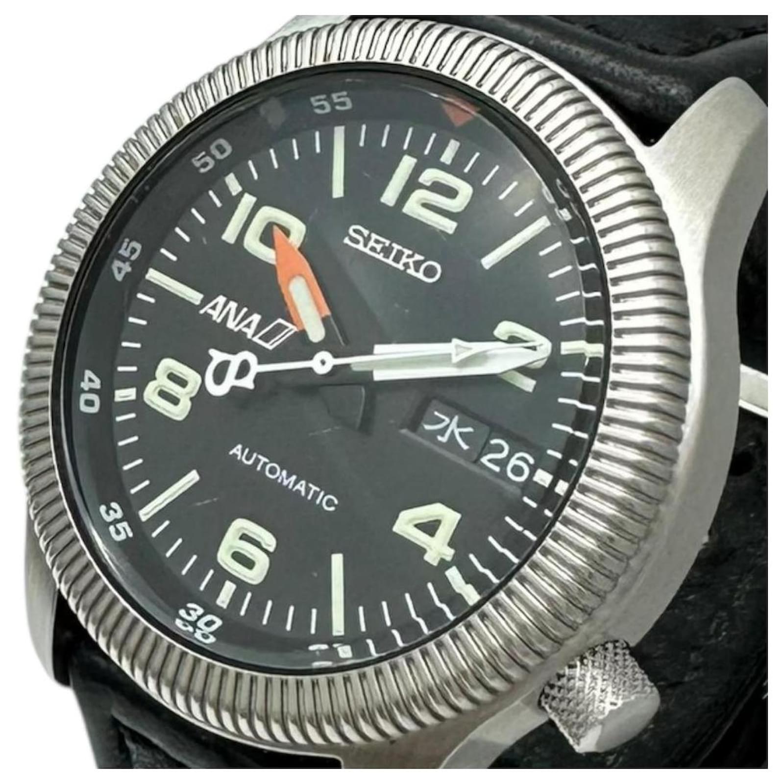 限定セイコー SEIKO DESIGNED BY ANA PILOTS 自動巻 Seiko ANA Pilot Limited Automatic Watch SBRS00F Black Metal