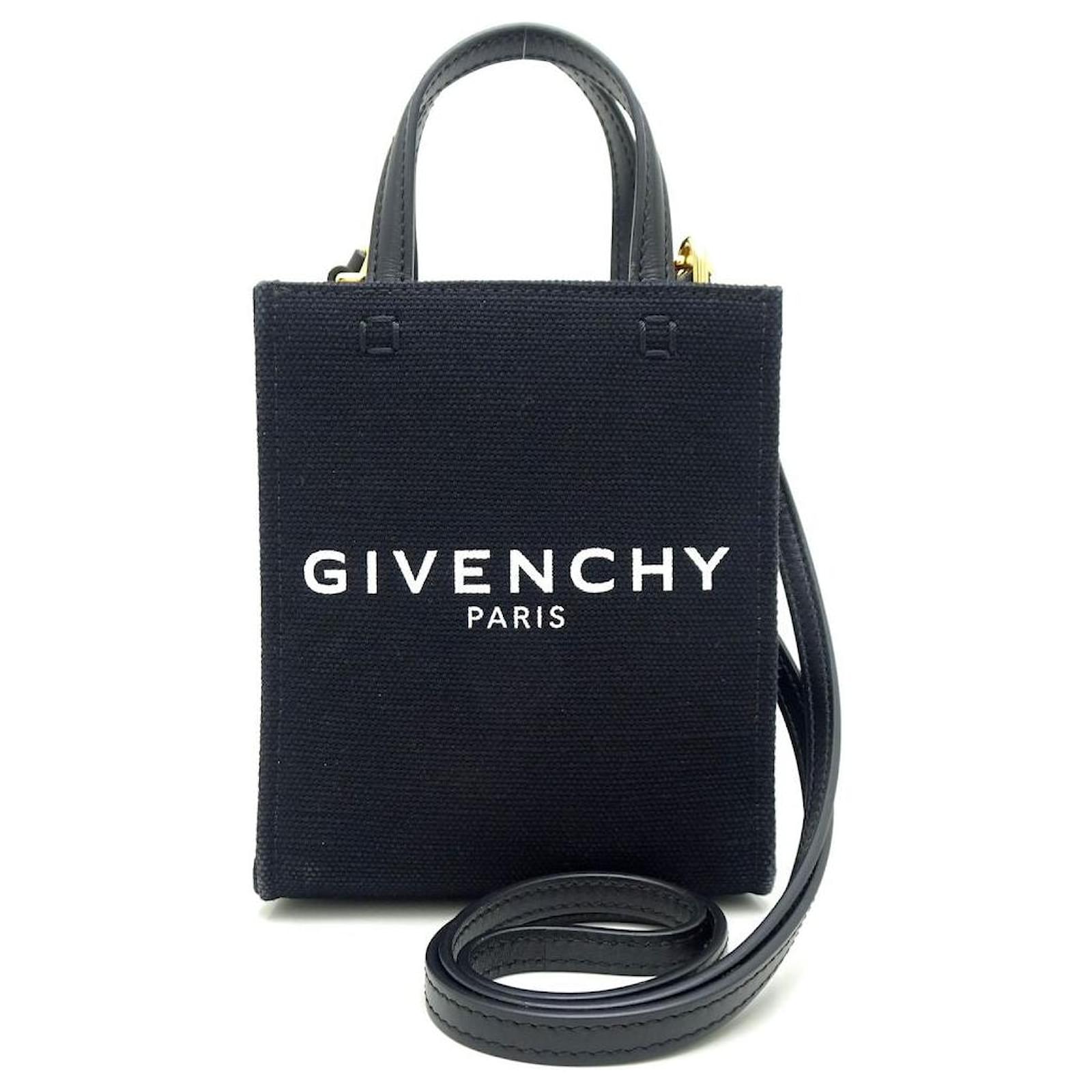 Givenchy G Tote Vertical Mini Canvas Leather Bag Black Cloth ref