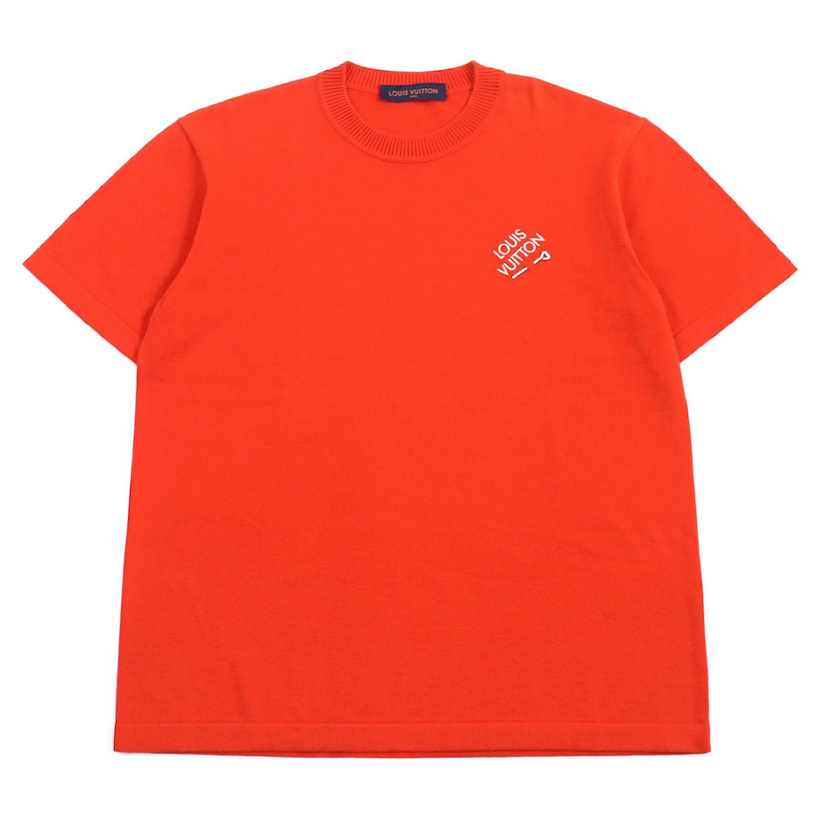 Louis Vuitton Cotton Signature Knit T-Shirt Orange L ref.JC1803871