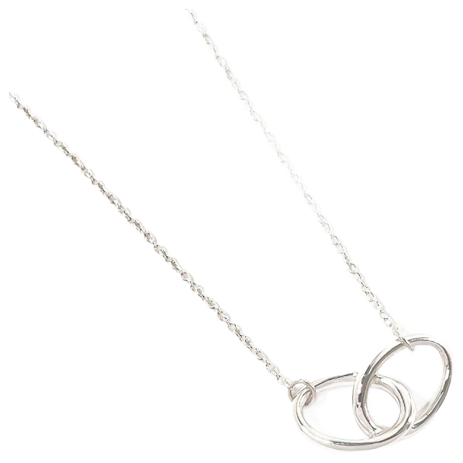 Tiffany & Co Silver Double Loop Elsa Peretti Necklace Silvery Metal ref ...