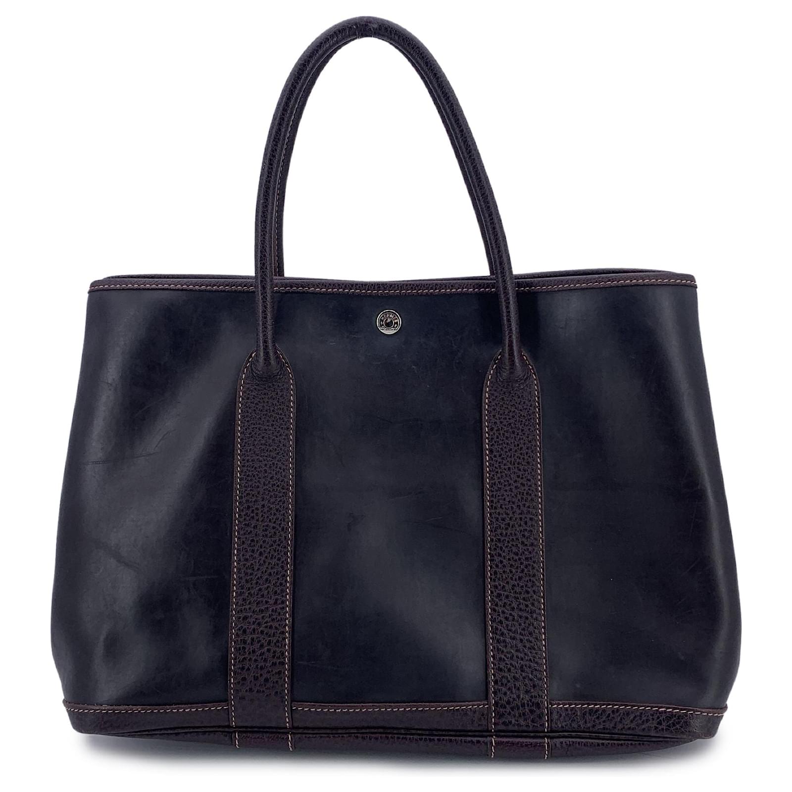 Hermès Hermes Paris Brown Amazonia Rubber Leather Garden Party MM