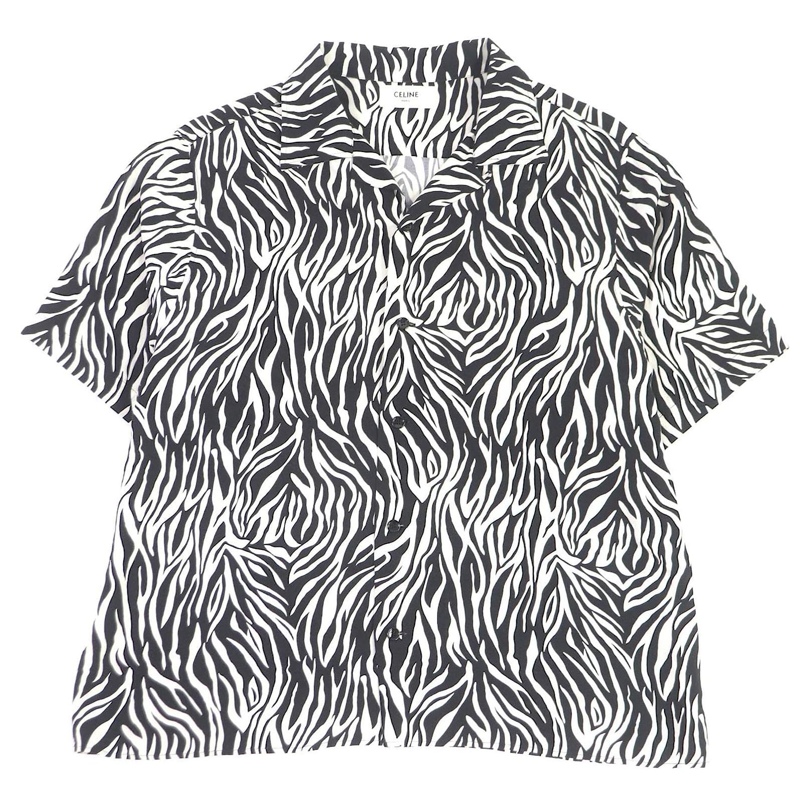 CAMICIA HAWAIANA CON STAMPA IN VISCOSA - NERO / GESSO