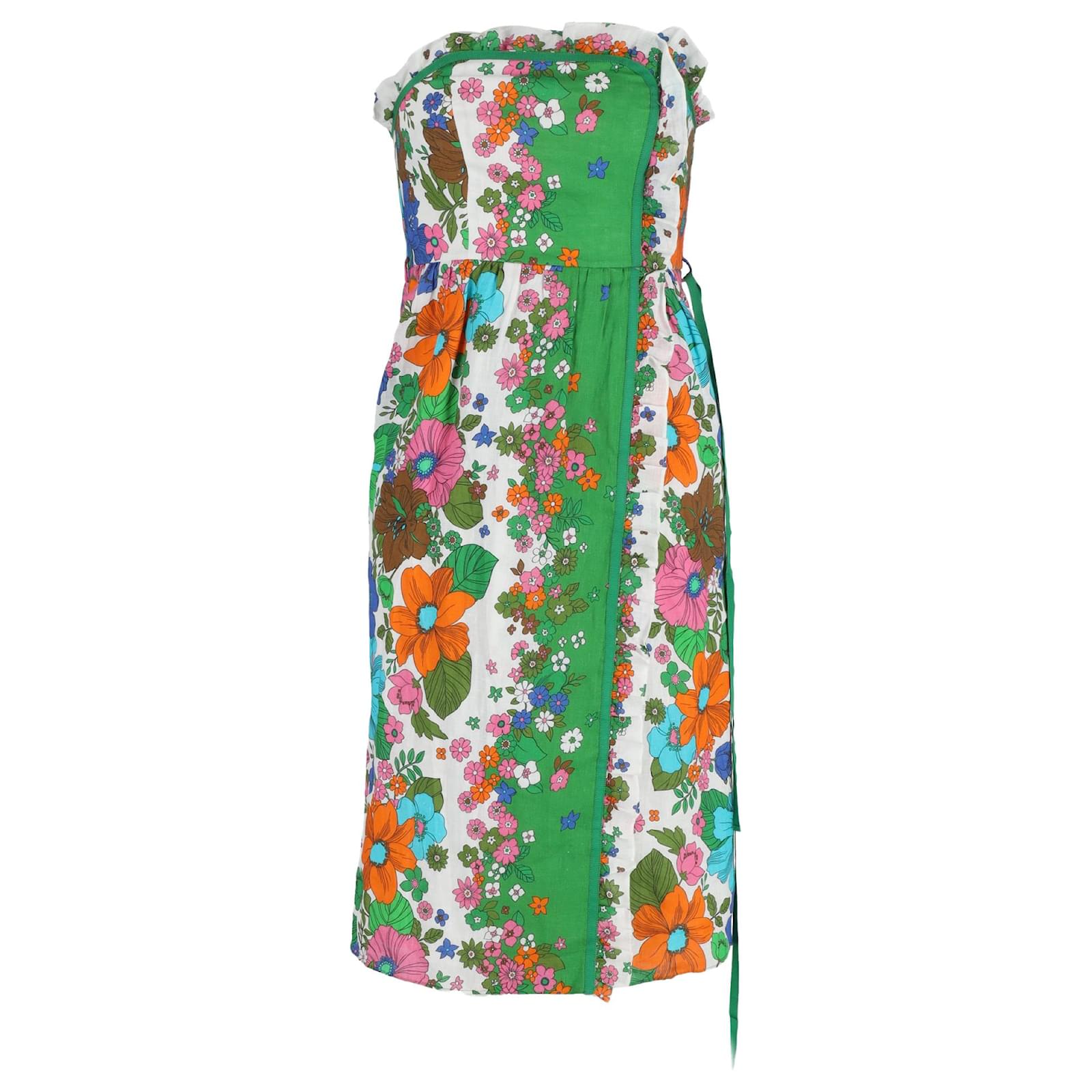 riders midi dress by zimmermann Zimmermann Riders Floral Print Midi Wrap-Effect Dress in Multicolor Linen  Multiple colors ref.JC1817013 (Sold)