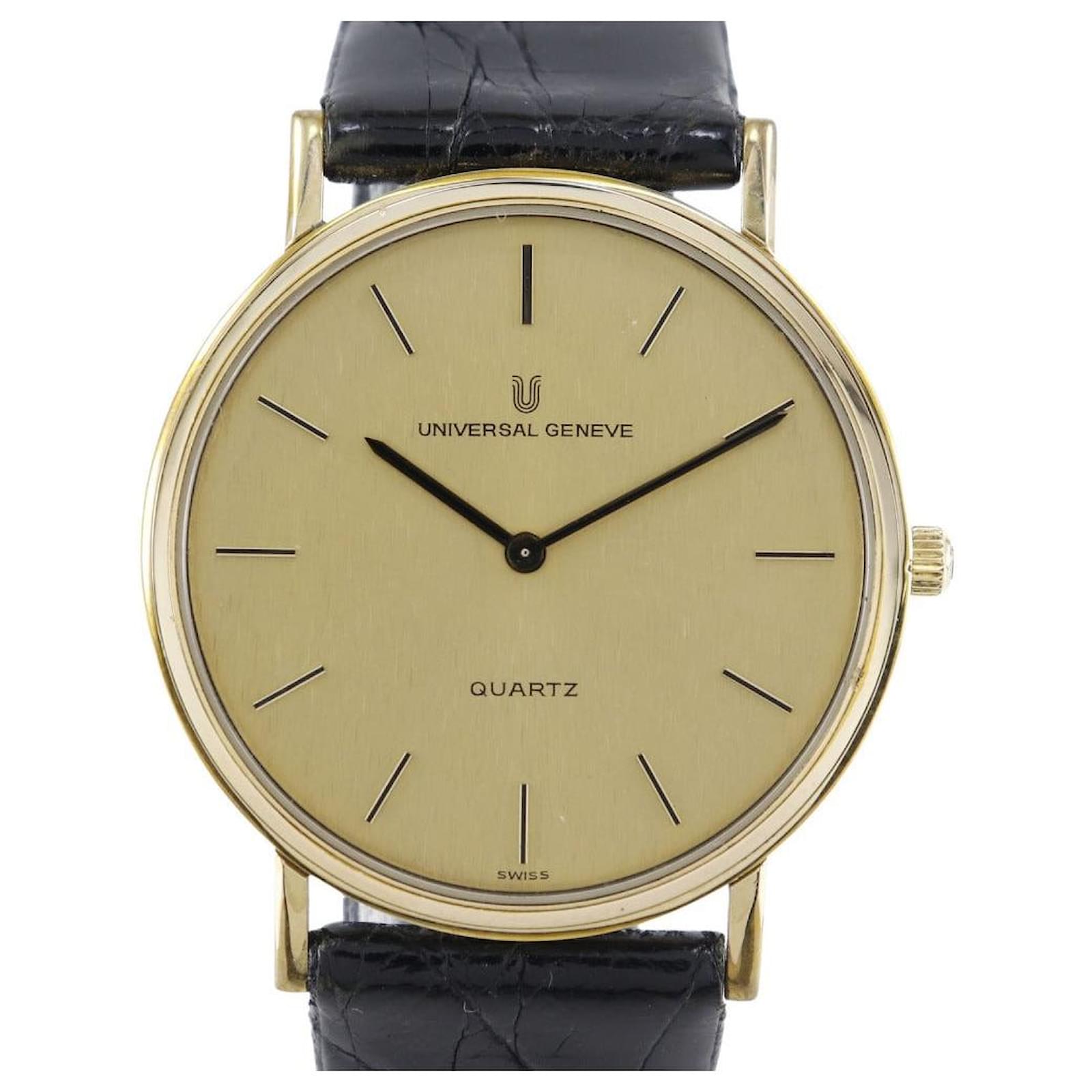 Autre Marque Orologio al quarzo in coccodrillo placcato oro