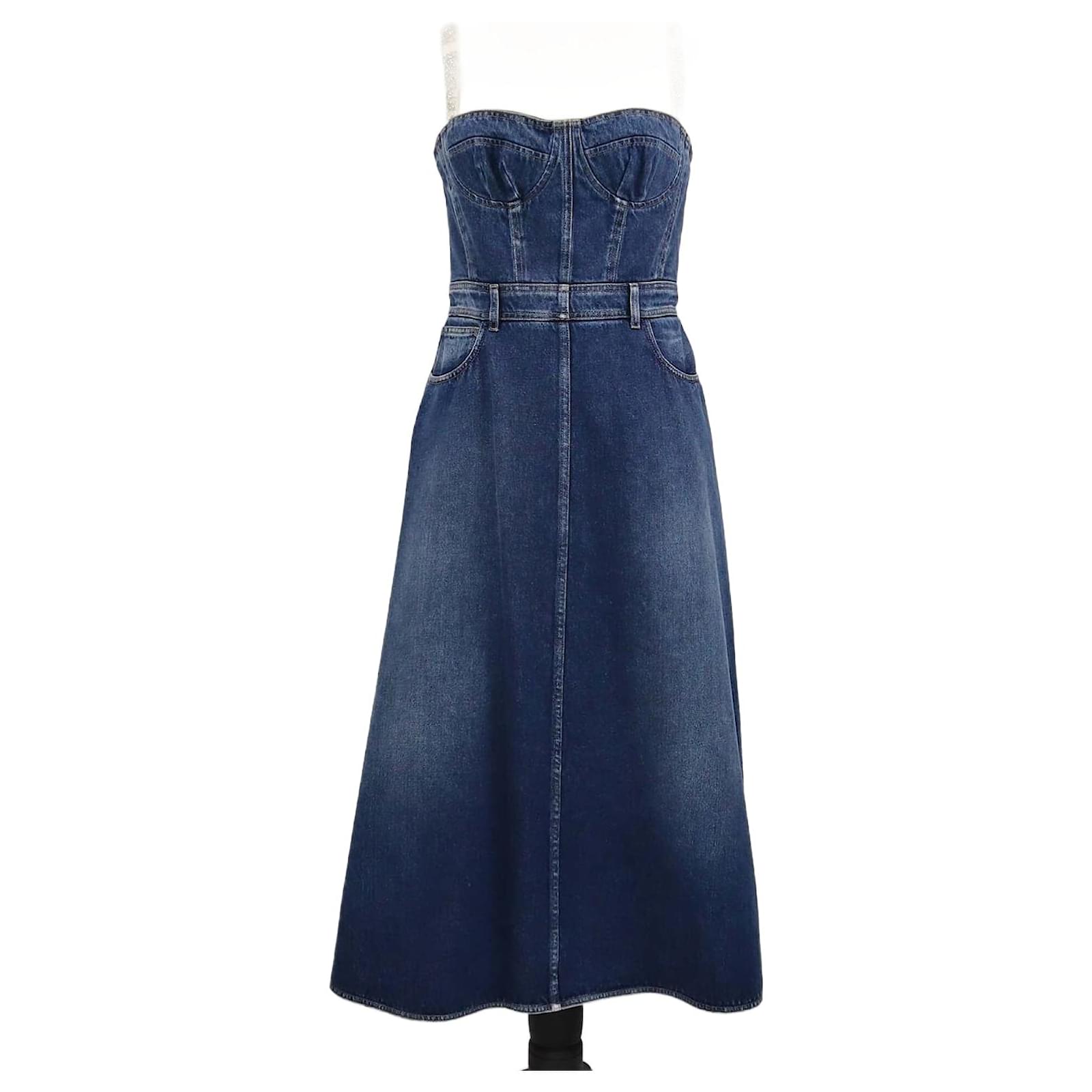 Christian Dior Navy Blue Sleeveless Midi Denim Dress Cotton ref.JC1820461  (Sold) - Joli Closet