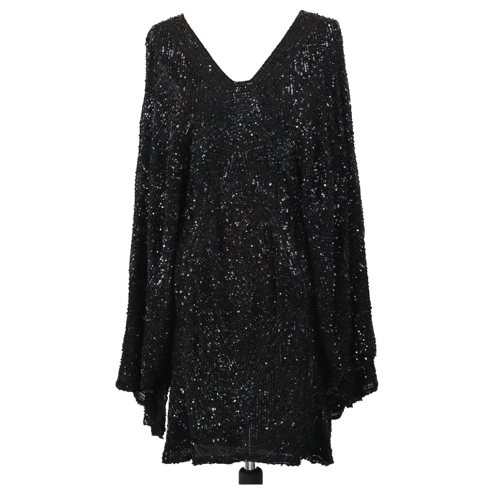 Elie Saab Black Sequins V Neck Mini Dress (Sold) - Joli Closet
