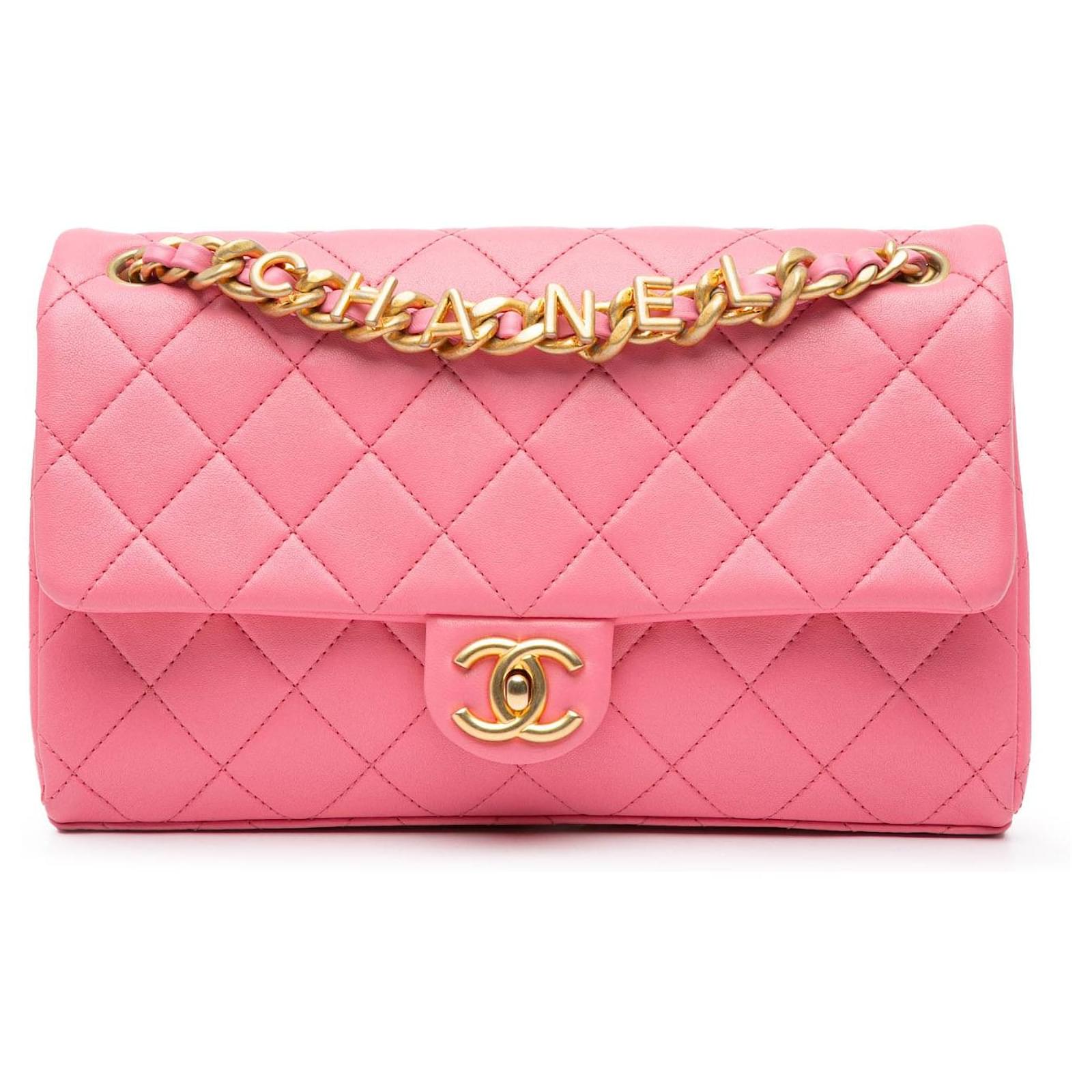Pink lambskin chanel bag sale