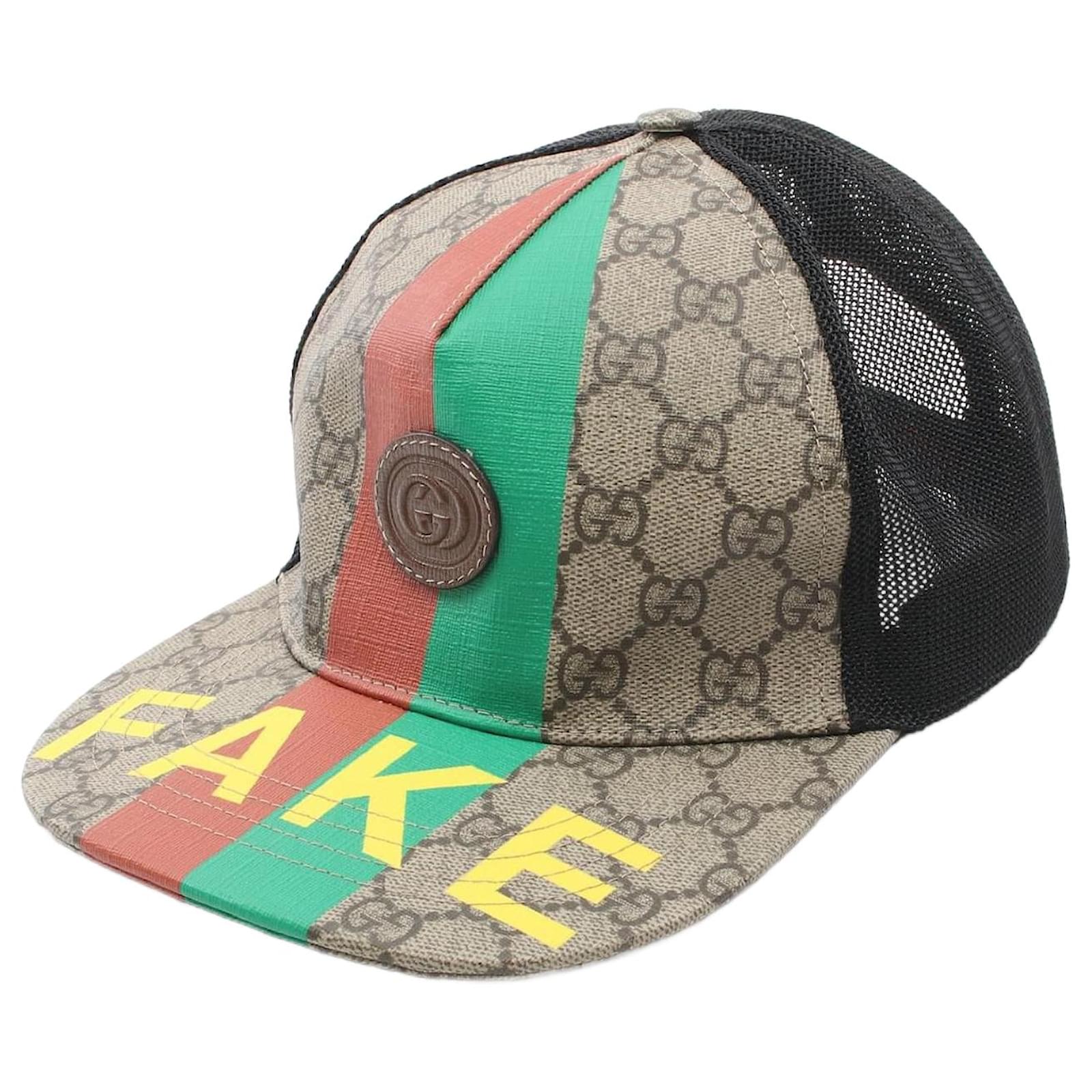 Cappello Gucci FAKE NOT GG Supreme 652866 Marrone Beige Tela ref