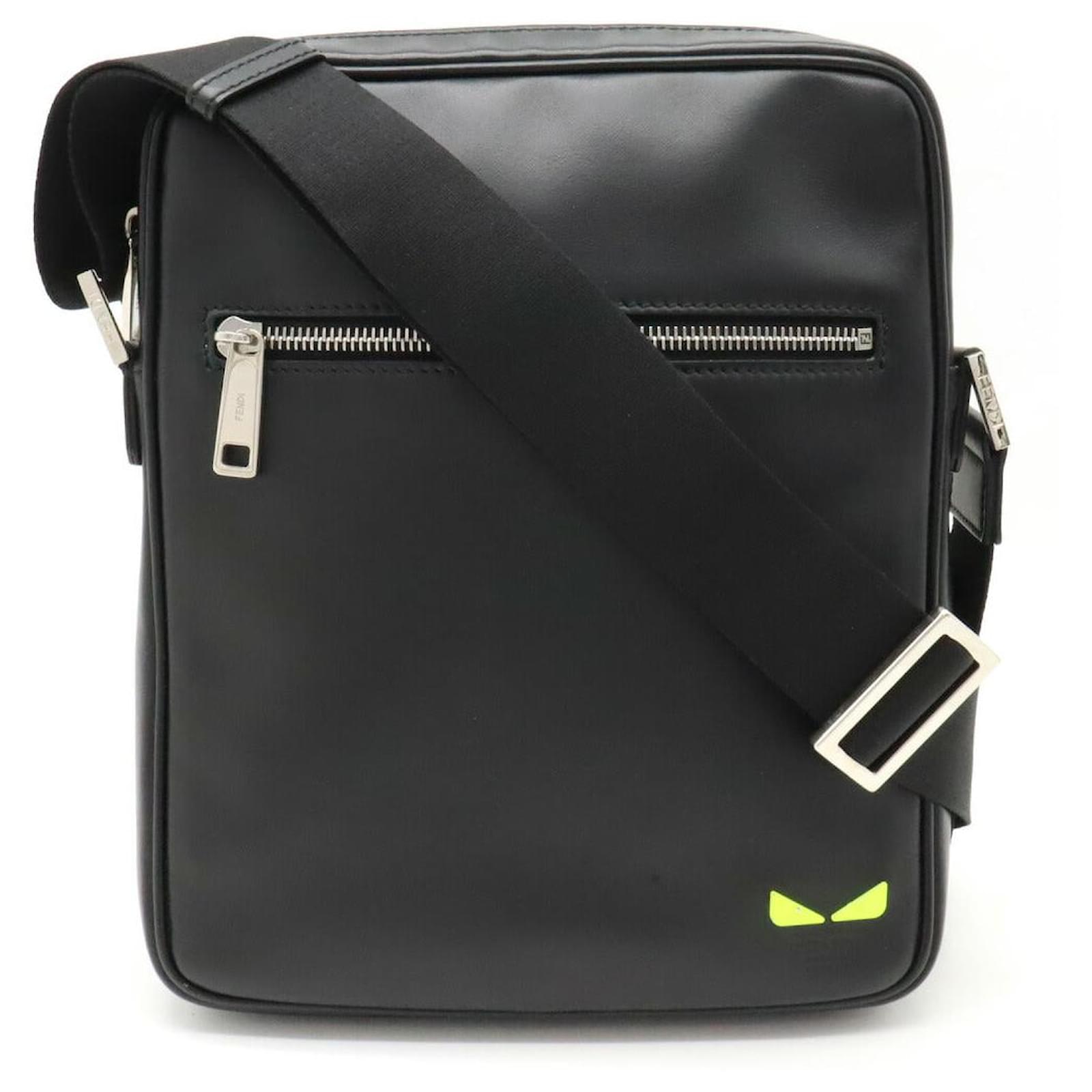 Fendi Leather Bugs Eye Monster Shoulder Bag Black