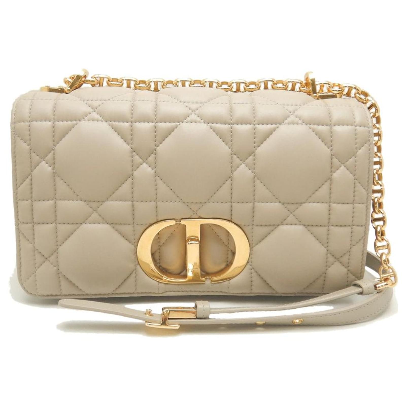 Christian Dior Sac à bandoulière moyen Dior Caro beige Cuir Marron