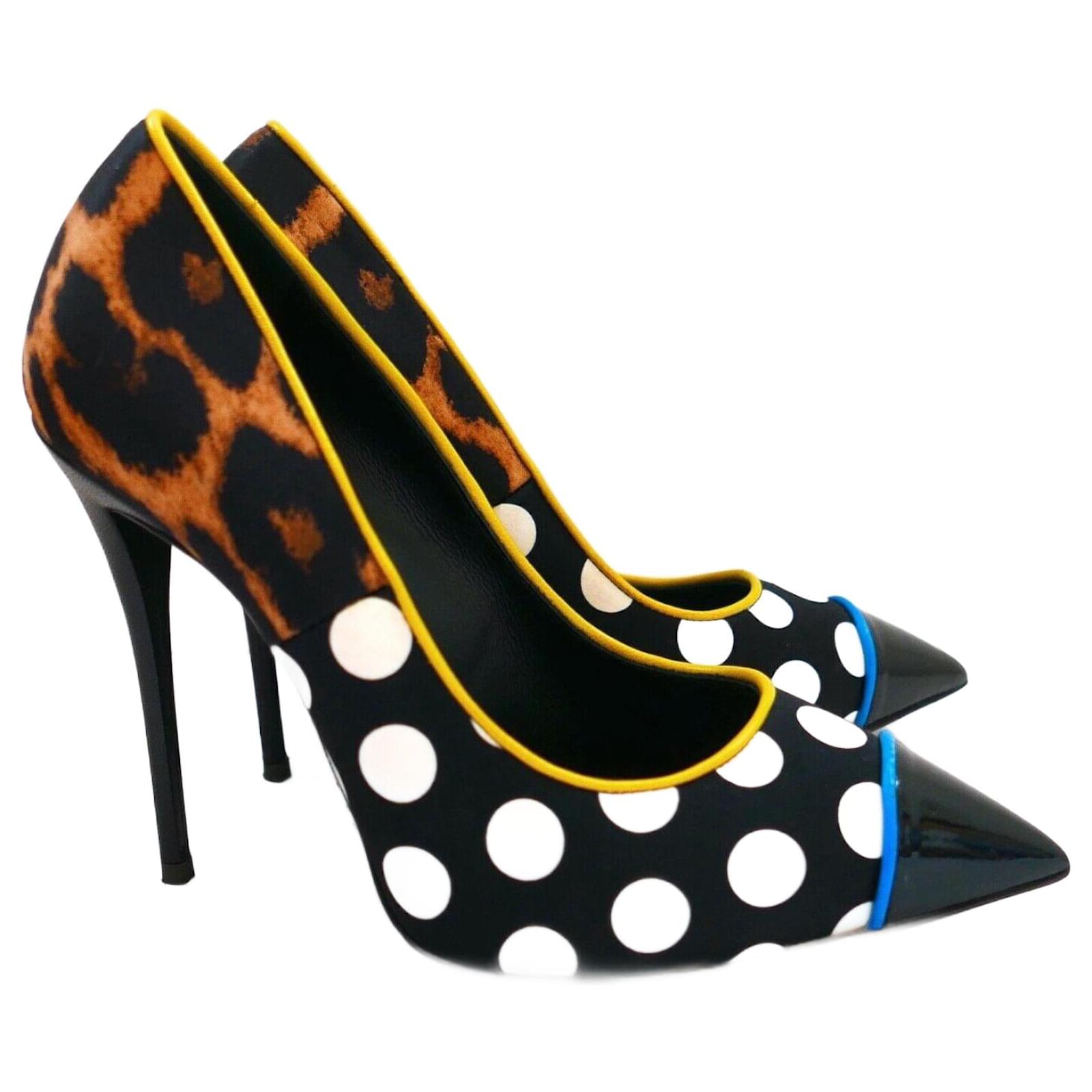Giuseppe Zanotti Yvette Multi Print Pumps Heels Black Cloth