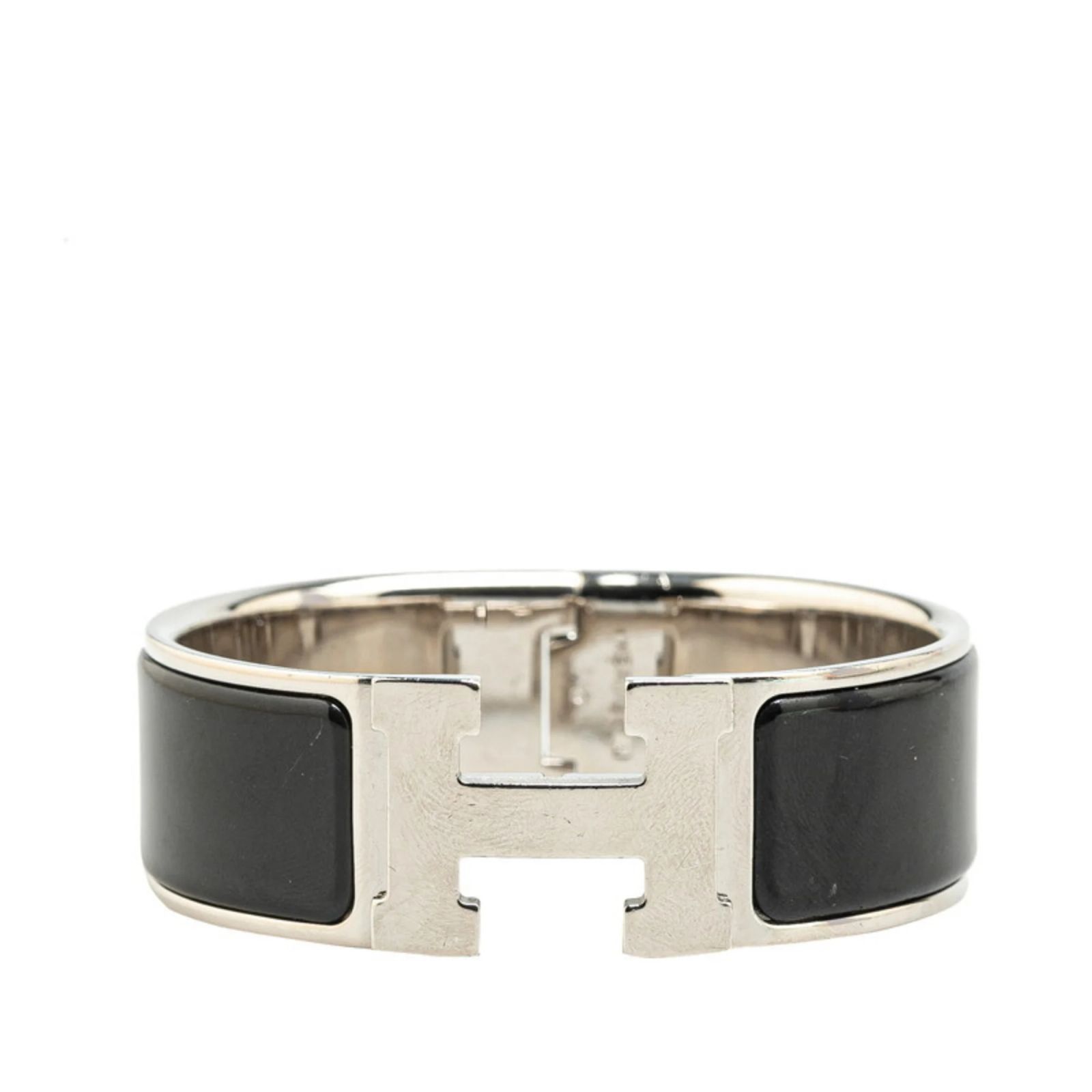 Hermès Hermes Click-Clack H GM Bangle Black Silvery Metal ref.1830619 ...