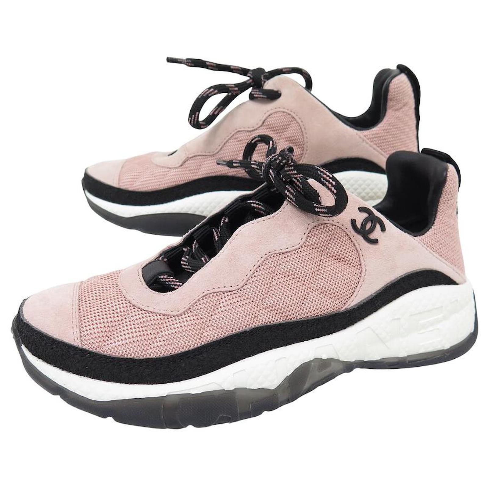 NINE CHANEL CC RUNNER G38035 SHOES 36 CANVAS AND SUEDE