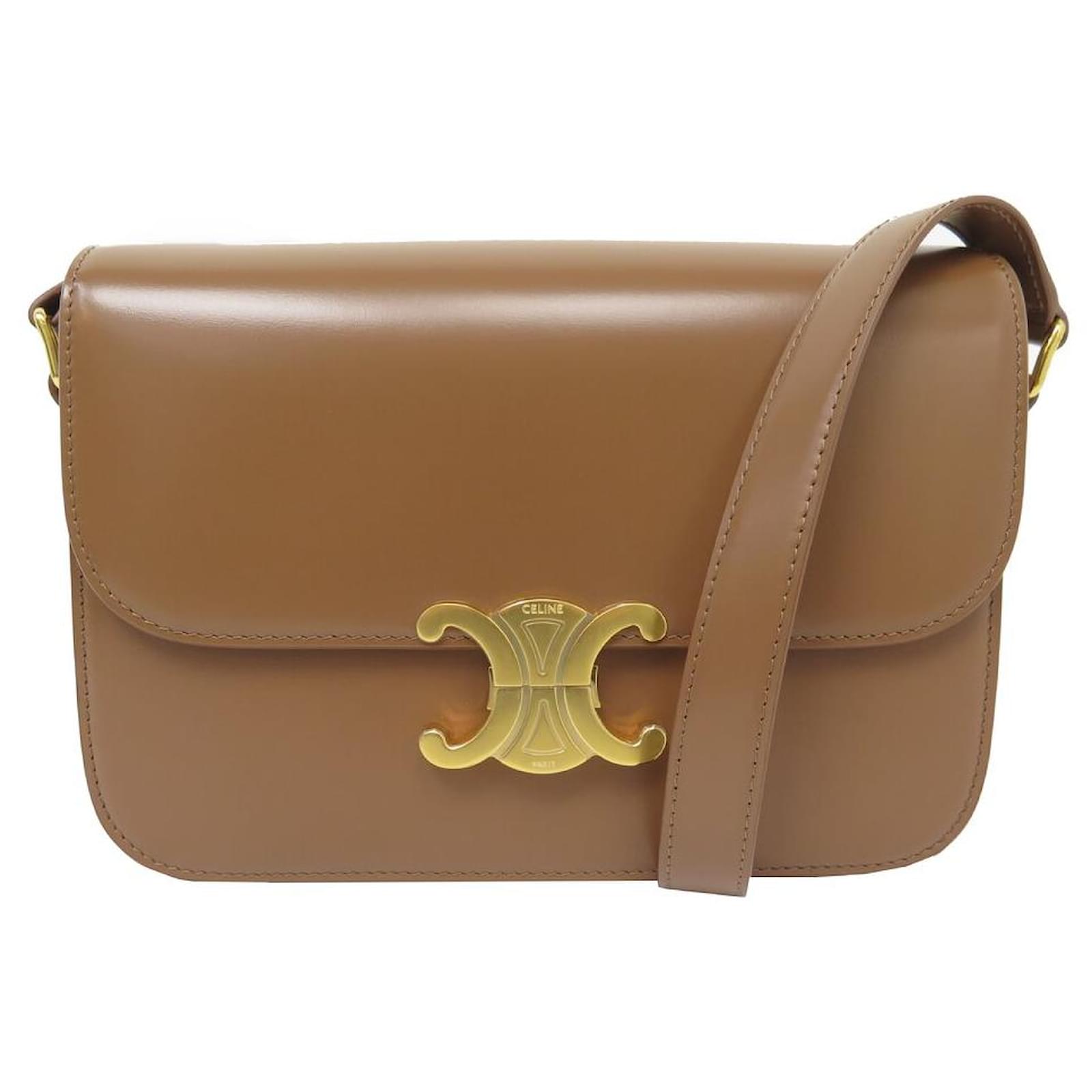 Céline NEW CELINE TRIOMPHE 187363BF4 BRONZE LEATHER SHOULDER BAG