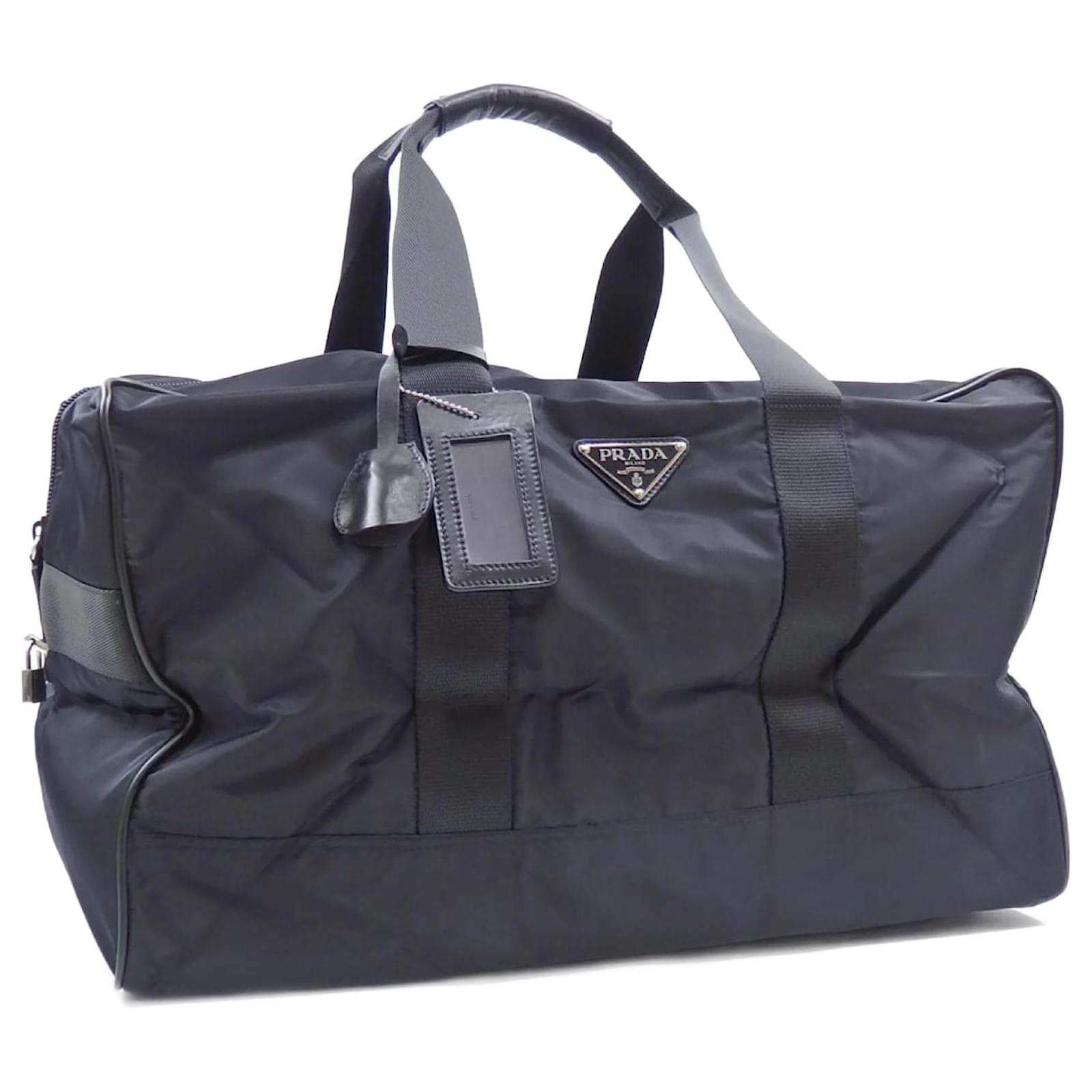PRADA ネイビー ボストンバッグ Prada Navy Boston Bag Navy blue Leather Nylon ref.JC1837182 (Sold