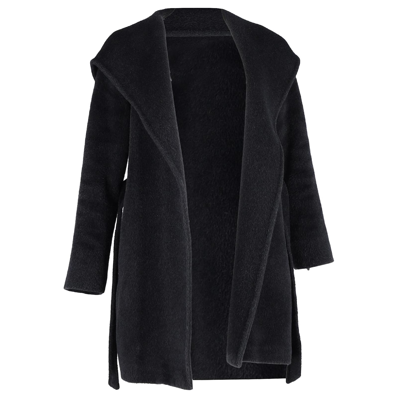 Cappotto con cappuccio Max Mara con cintura in lana nera Nero ref