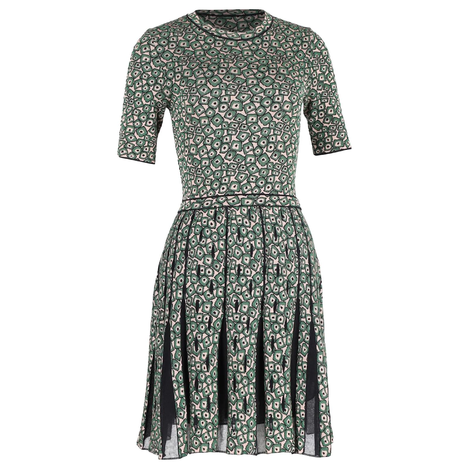 m missoni green dress M Missoni Green Rib Knit Fitted Mini Dress S