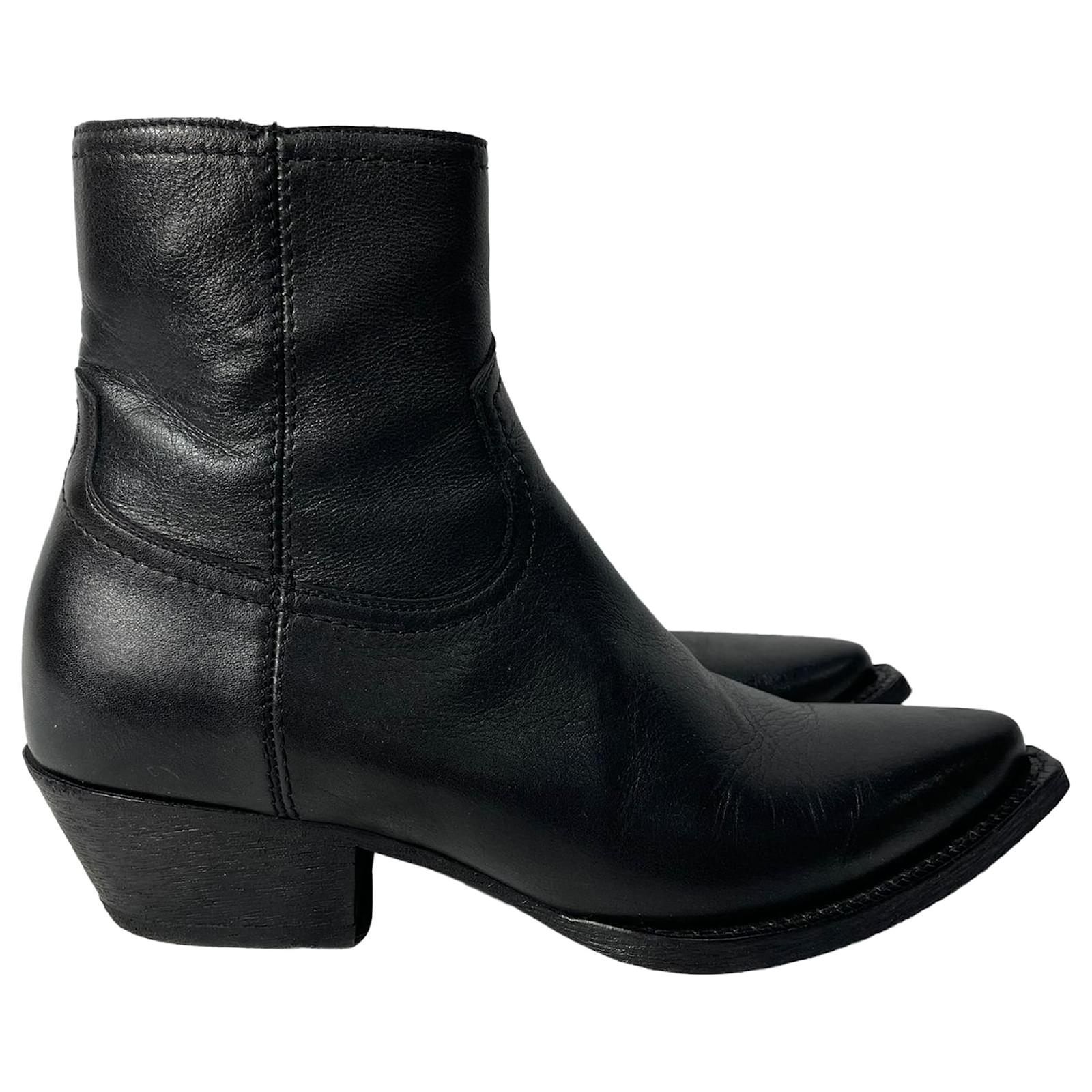 Saint Laurent 50mm Lukas Ankle Boots in Black Leather ref