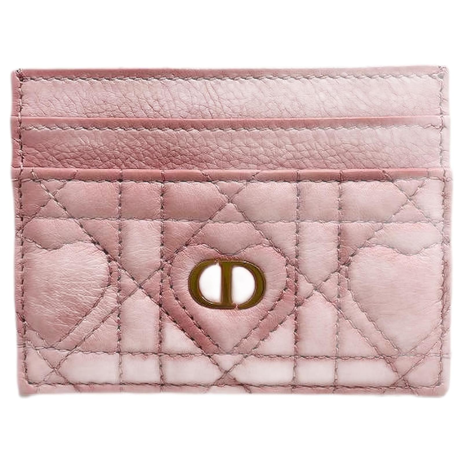 Christian Dior Dior Calfskin Lambskin Card Holder Pink Leather ref
