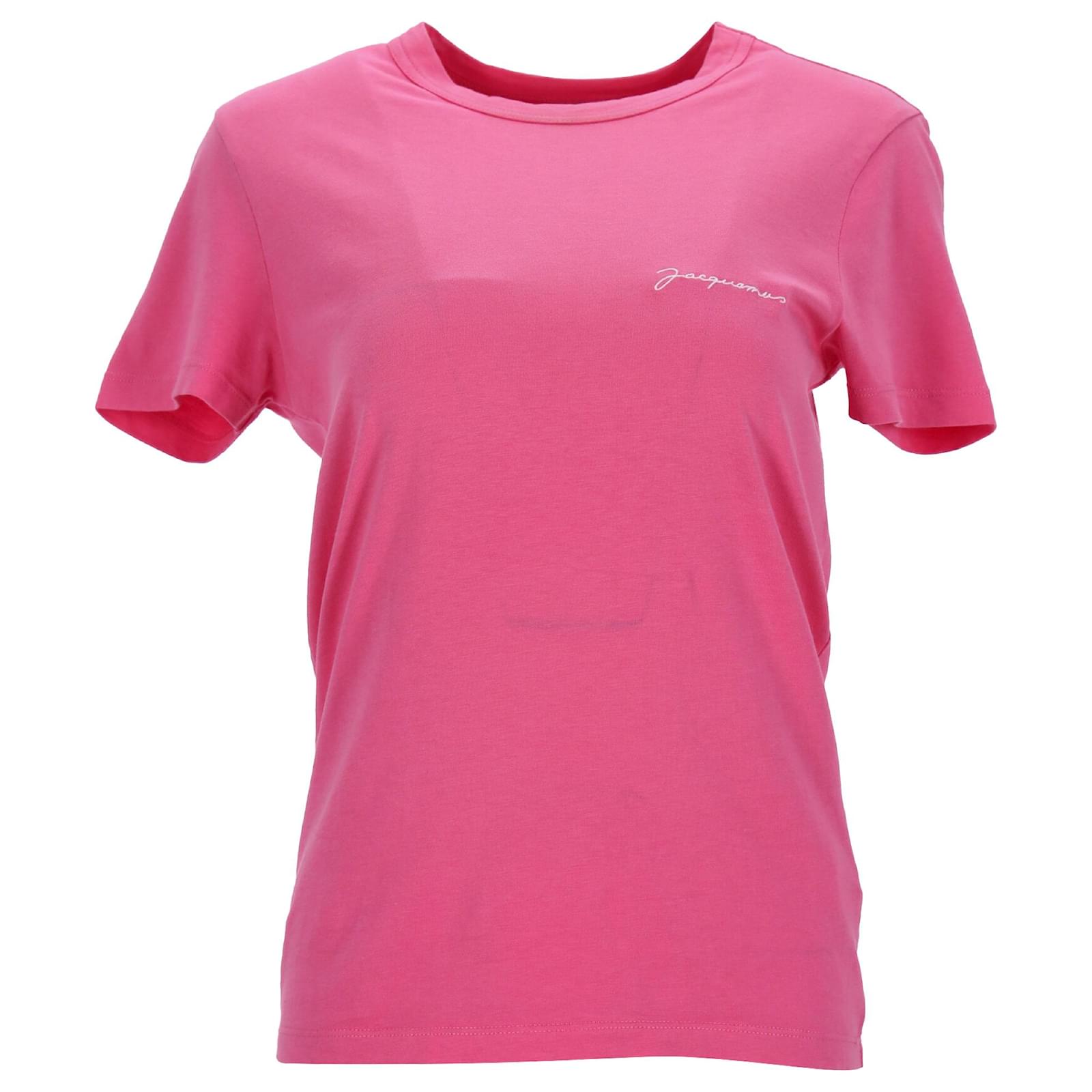 Fashion Tshirt Vogue Jacquemus T-shirt En Coton Rose Avec Logo
