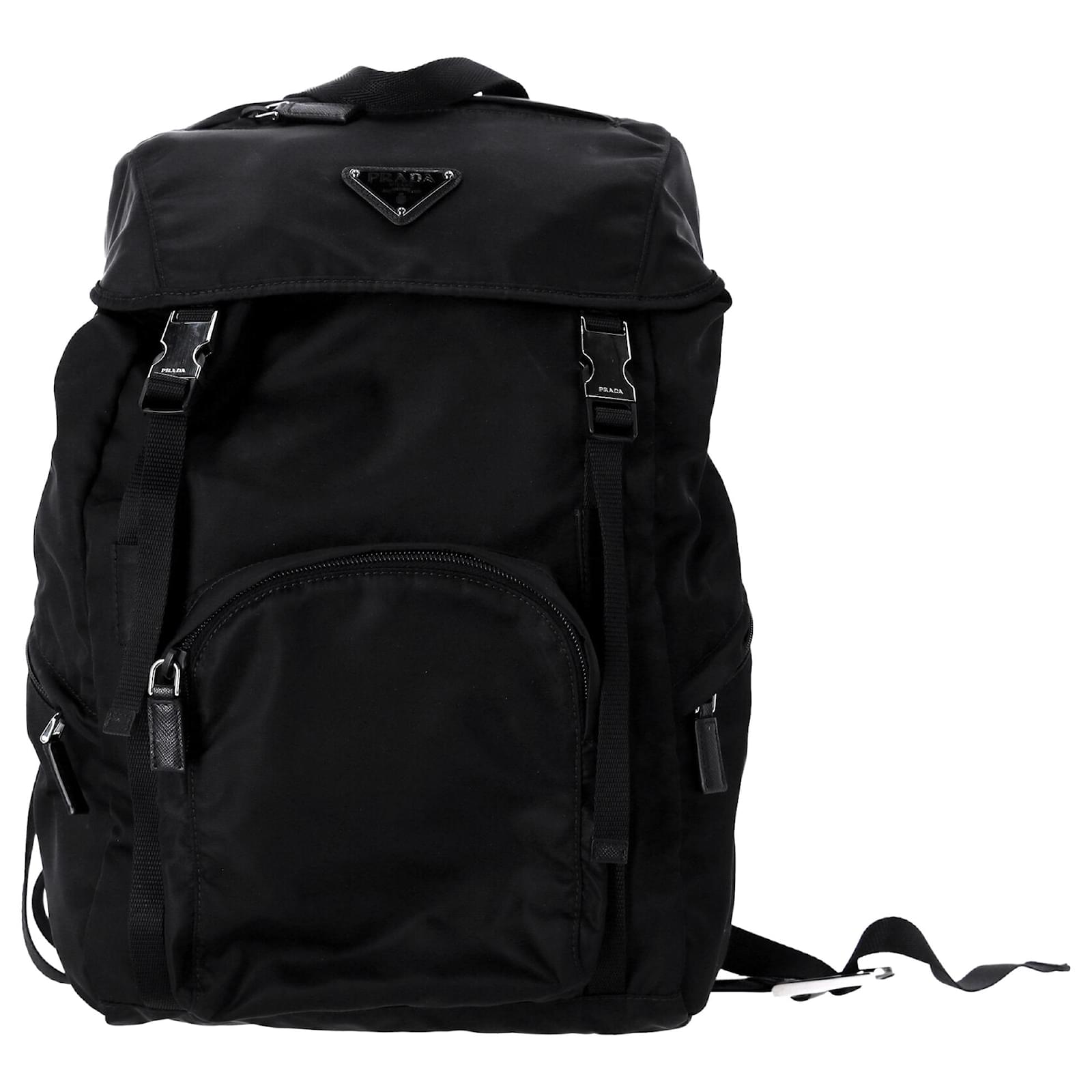 バッグ 90s prada archive buckle design backpack Prada Logo-Plague Double-Buckle Backpack in Black Nylon ref